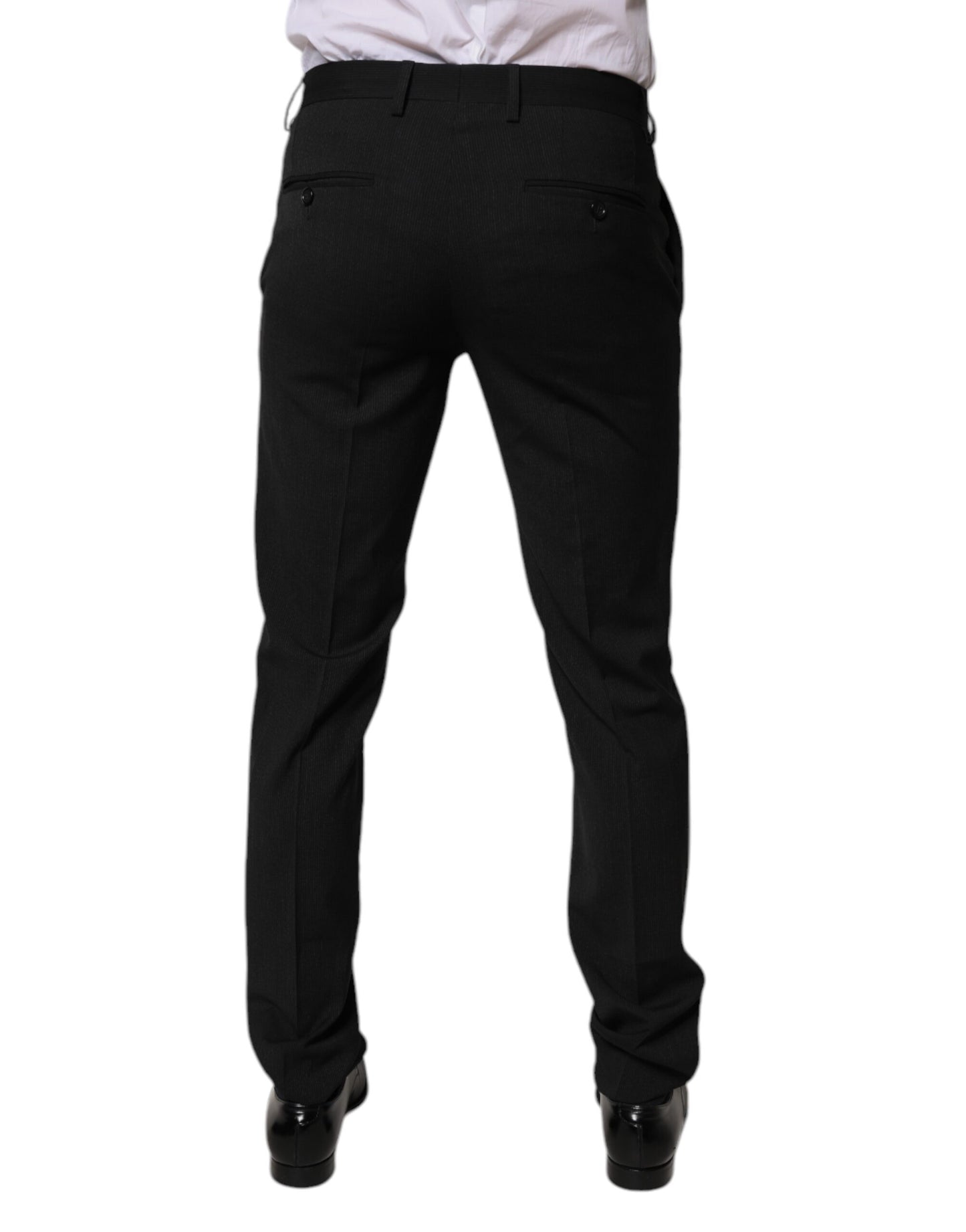 Dolce & Gabbana Black Polyester Tapered Formal Men Dress Pants Dolce & Gabbana