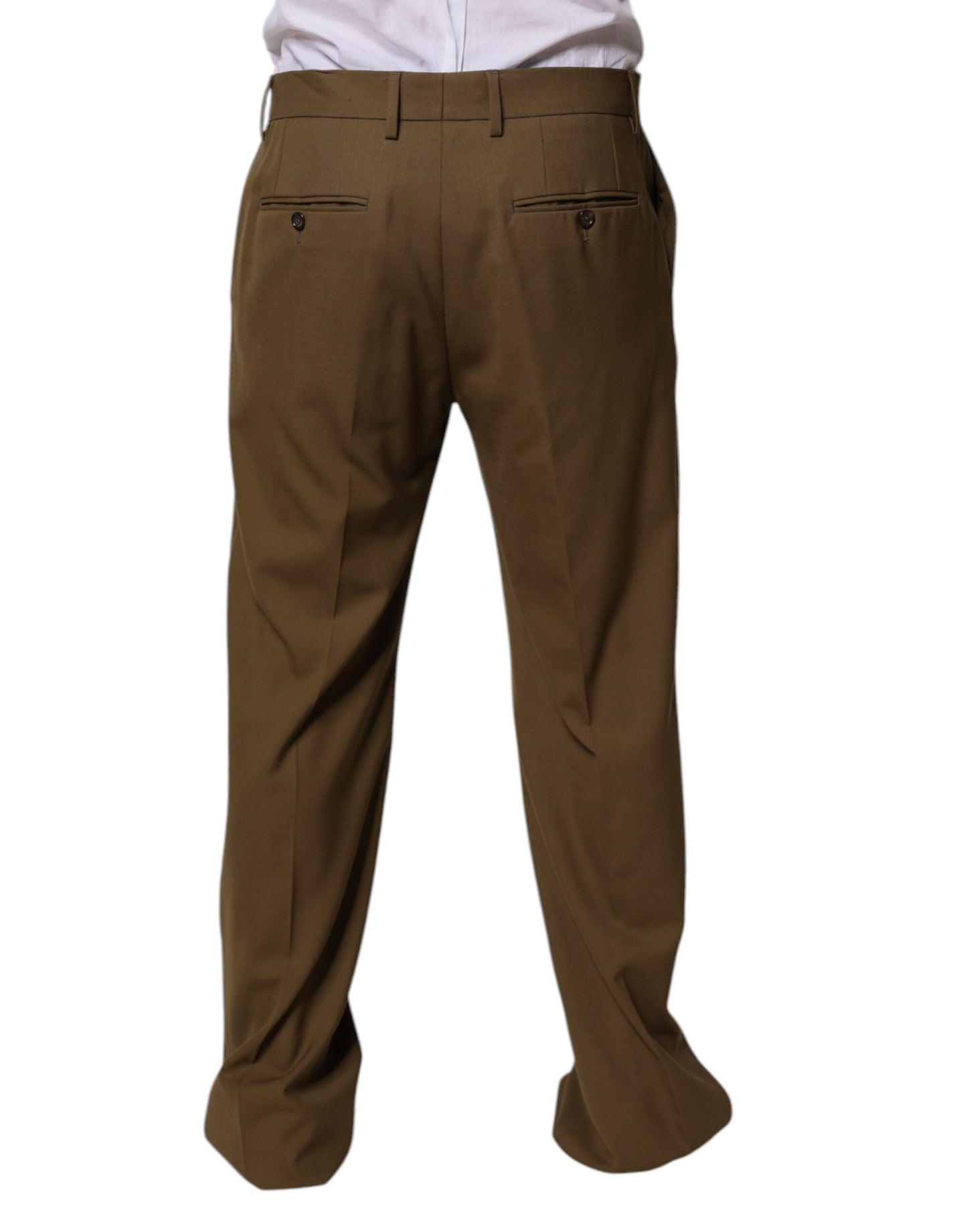 Dolce & Gabbana Brown Wool Straight Formal Dress Pants Dolce & Gabbana