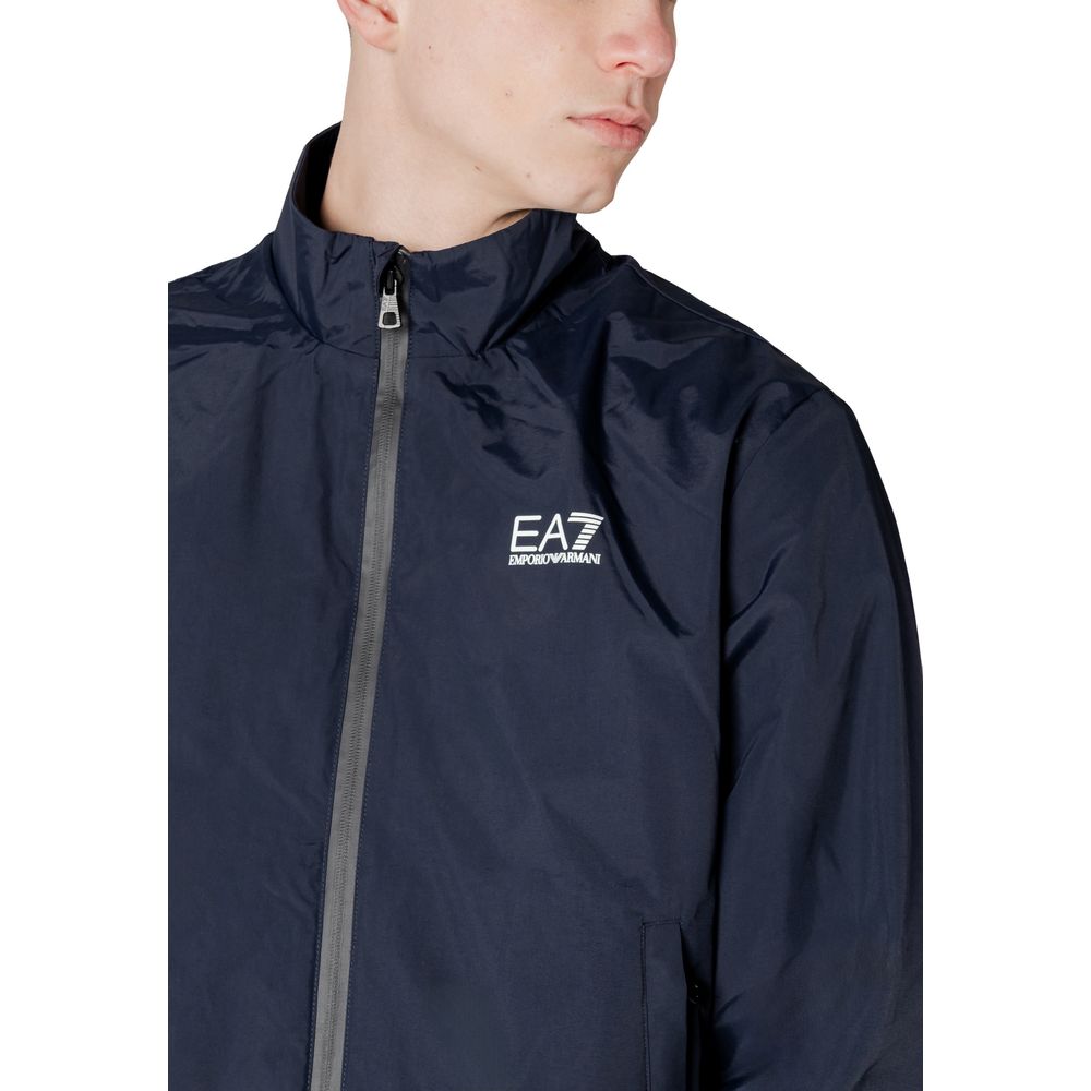 EA7 Emporio Armani Blue Polyamide Jackets & Coat EA7 Emporio Armani