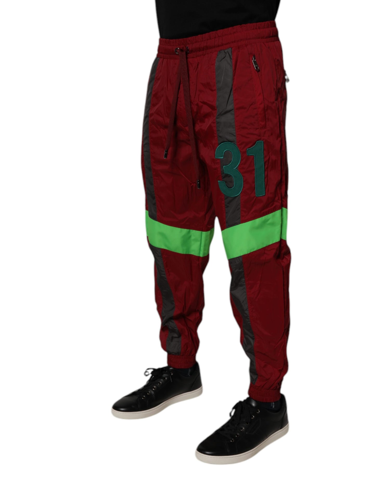 Dolce & Gabbana Maroon Nylon Men Jogger Sweatpants Pants Dolce & Gabbana