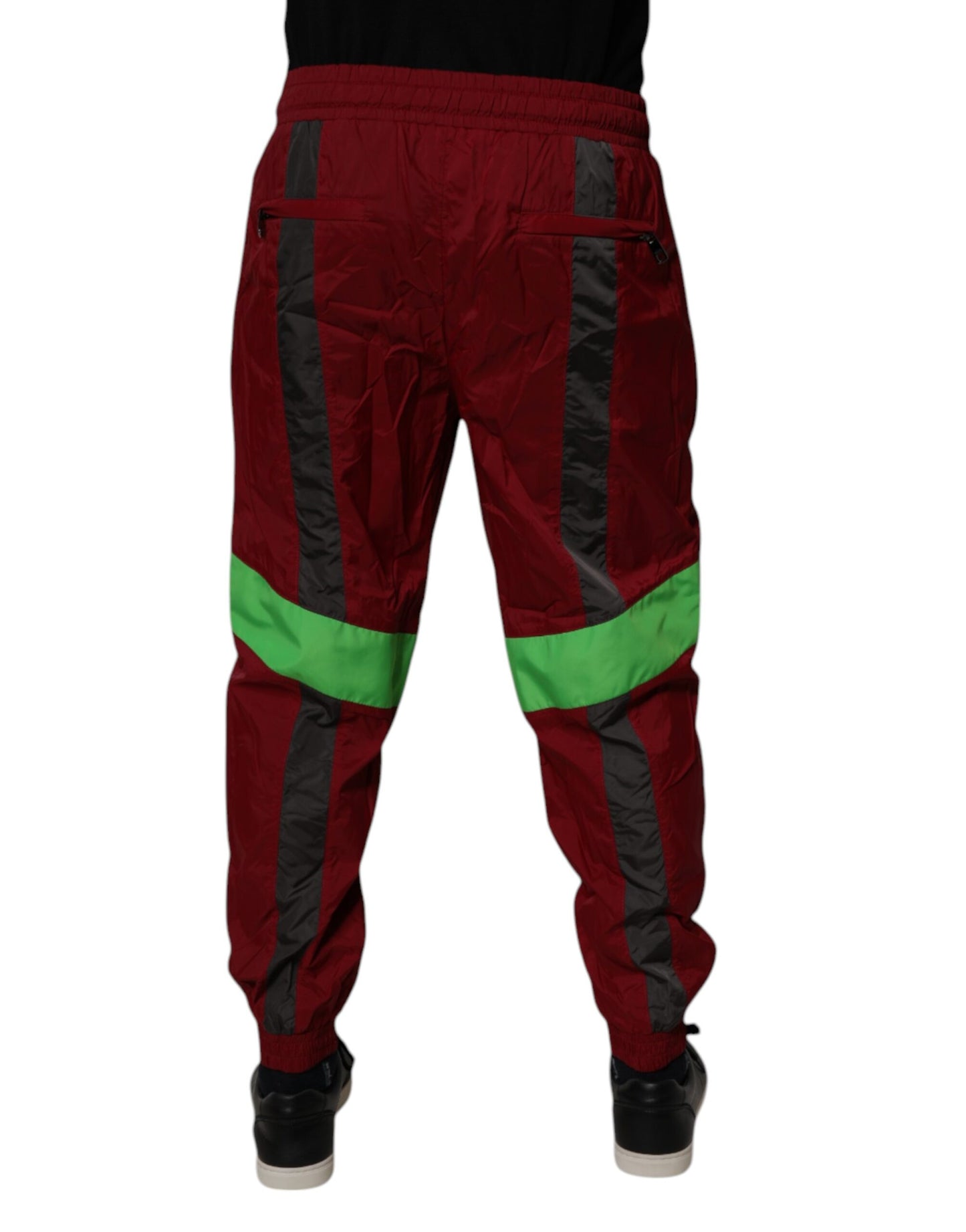 Dolce & Gabbana Maroon Nylon Men Jogger Sweatpants Pants Dolce & Gabbana