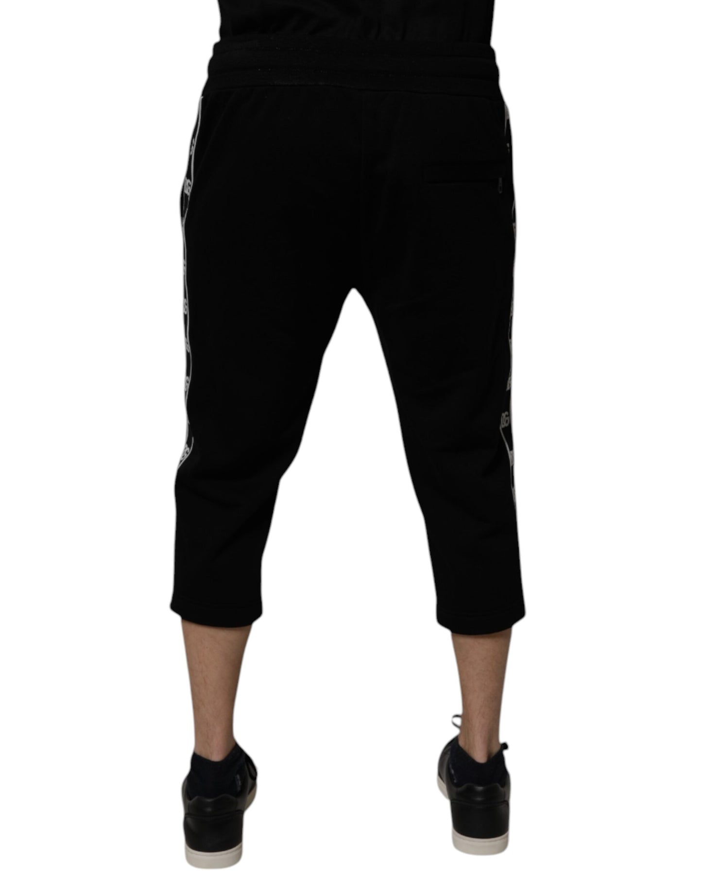 Dolce & Gabbana Black Cotton Blend Cropped Sweatpants Pants Dolce & Gabbana