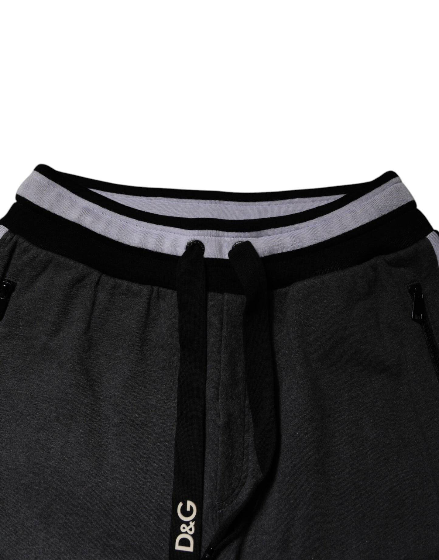 Dolce & Gabbana Black Gray Cotton Layered Men Sweatpants Pants Dolce & Gabbana