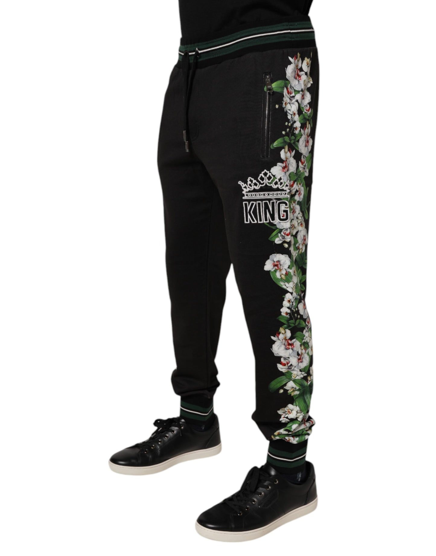 Dolce & Gabbana Black Floral King Men Jogger Sweatpants Pants Dolce & Gabbana