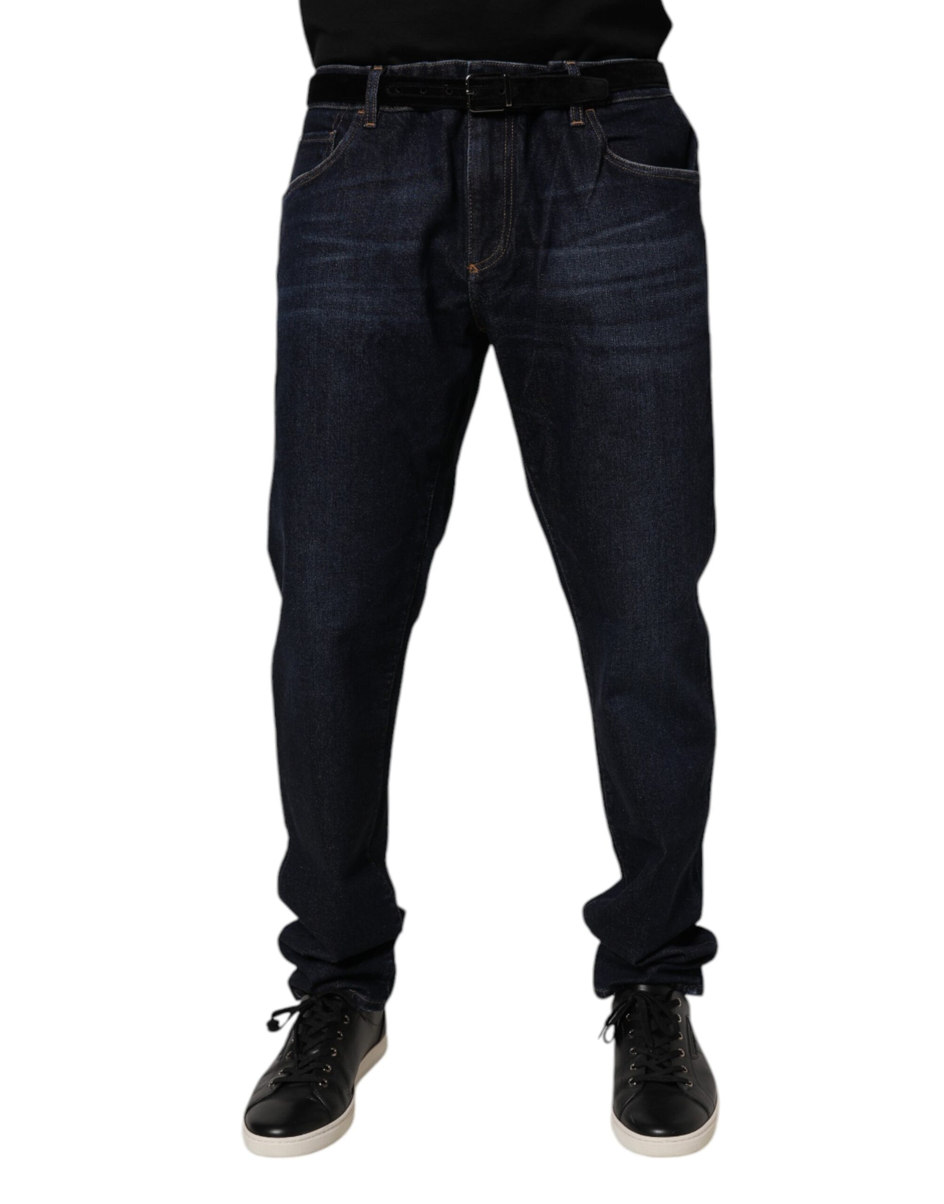 Dolce & Gabbana Dark Blue Cotton Stretch Skinny Denim Jeans Dolce & Gabbana
