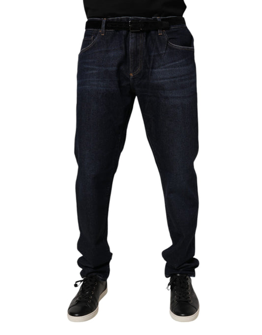 Dolce & Gabbana Dark Blue Cotton Stretch Skinny Denim Jeans Dolce & Gabbana
