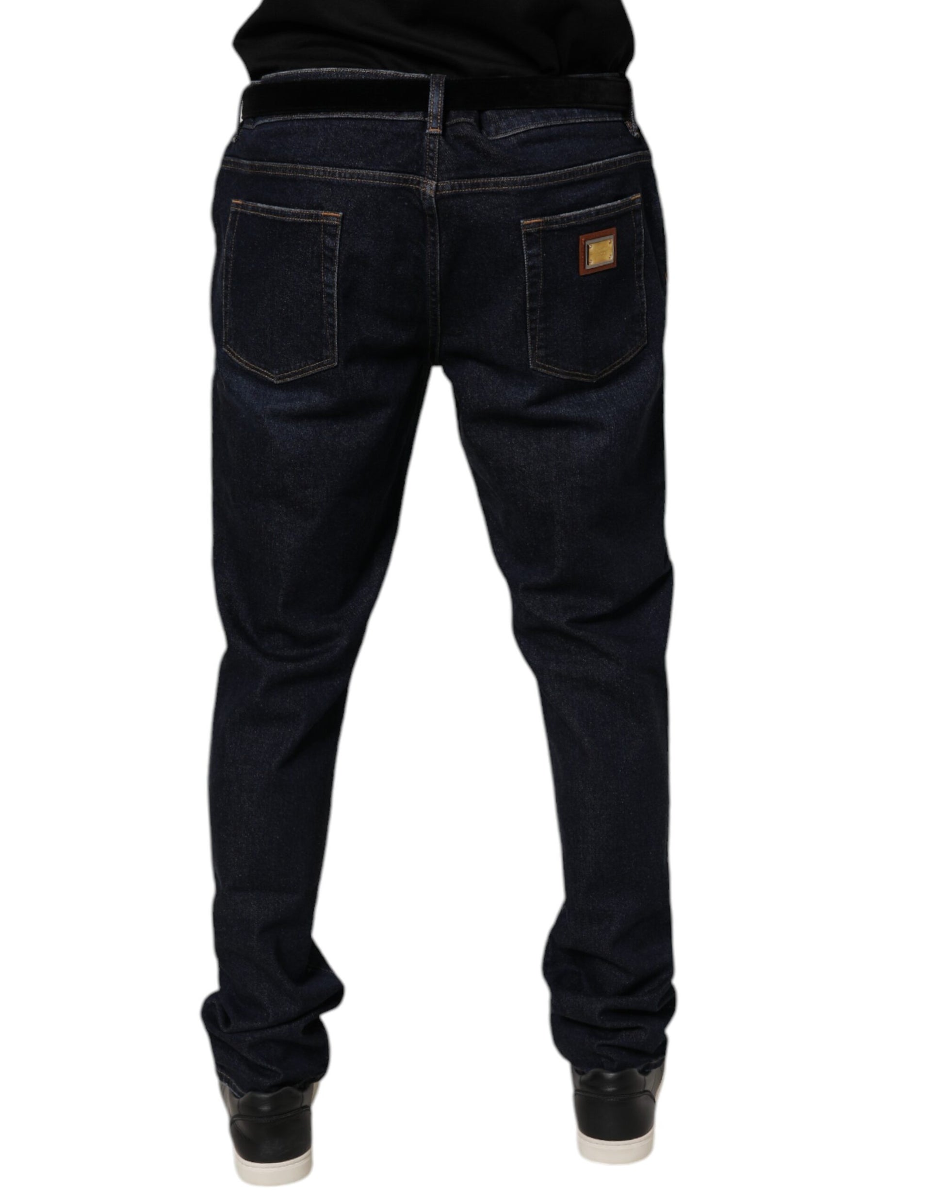 Dolce & Gabbana Dark Blue Cotton Stretch Skinny Denim Jeans Dolce & Gabbana