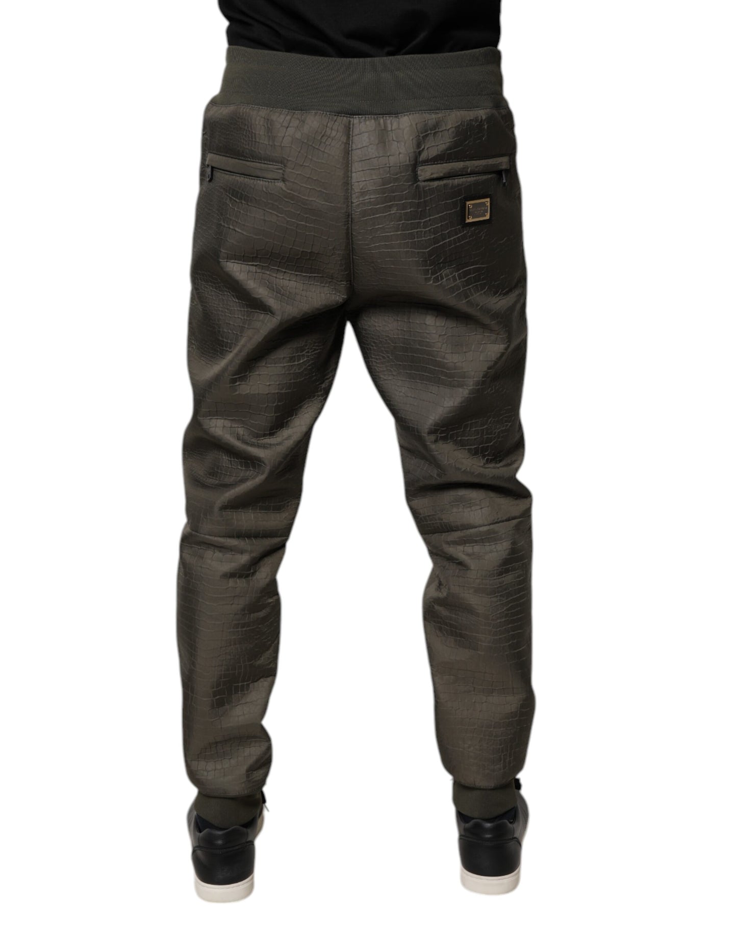 Dolce & Gabbana Brown Lambskin Leather Men Sweatpants Pants Dolce & Gabbana