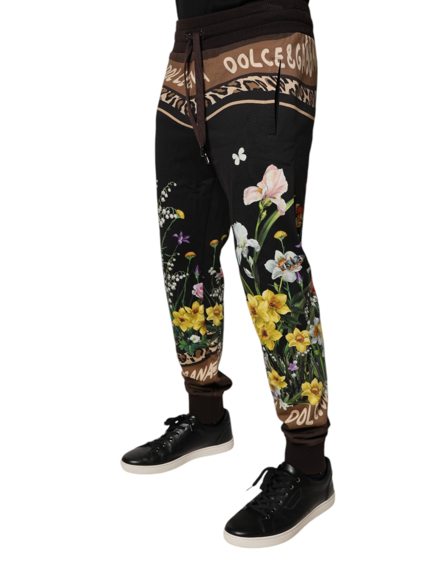 Dolce & Gabbana Black Floral Cotton Jogger Sweatpants Pants Dolce & Gabbana