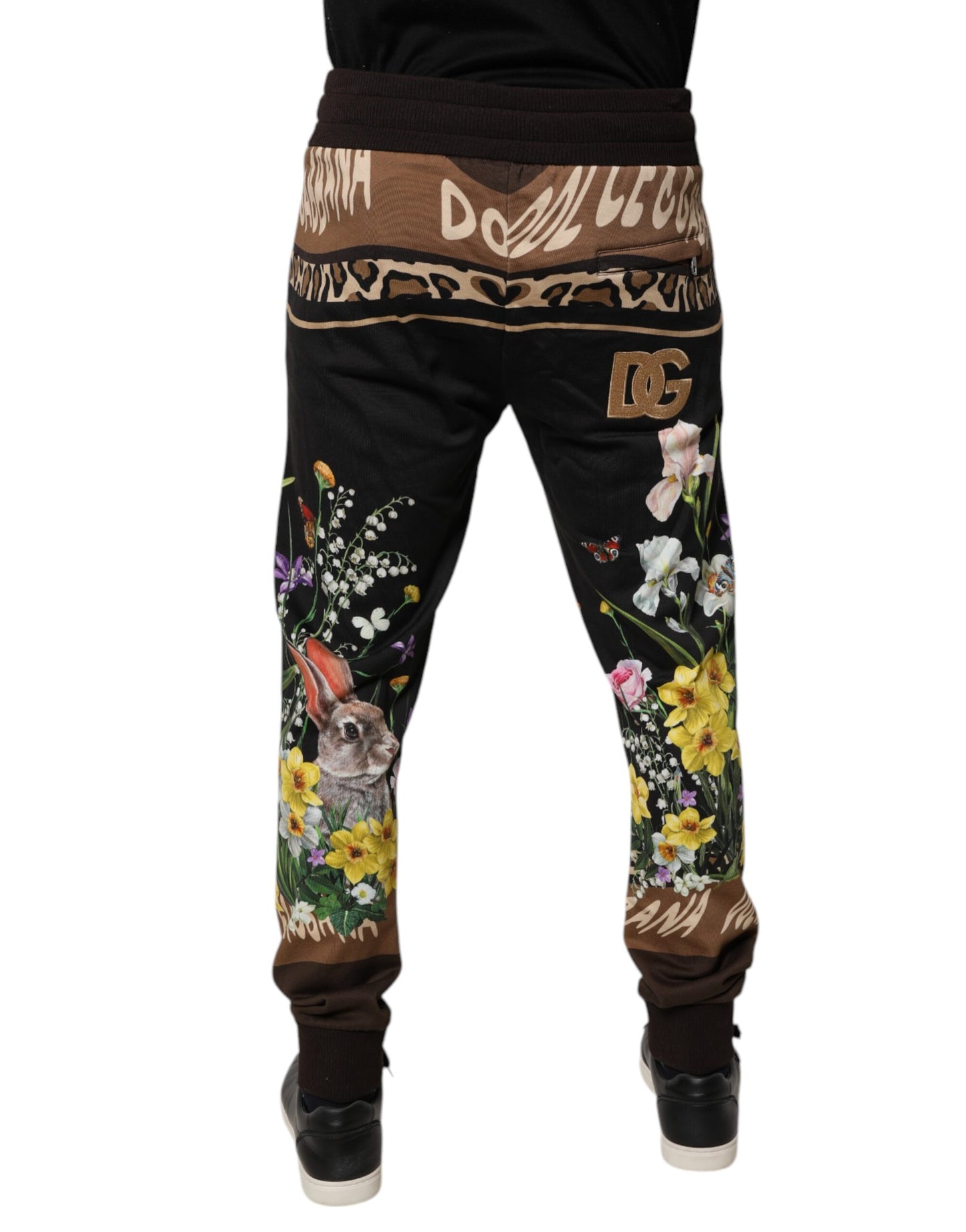 Dolce & Gabbana Black Floral Cotton Jogger Sweatpants Pants Dolce & Gabbana