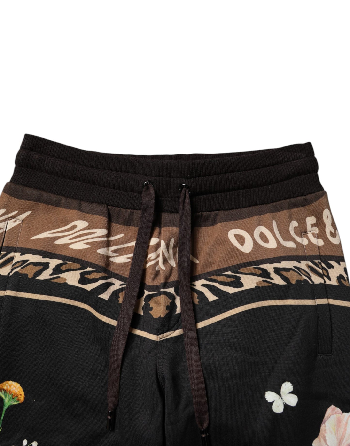Dolce & Gabbana Black Floral Cotton Jogger Sweatpants Pants Dolce & Gabbana