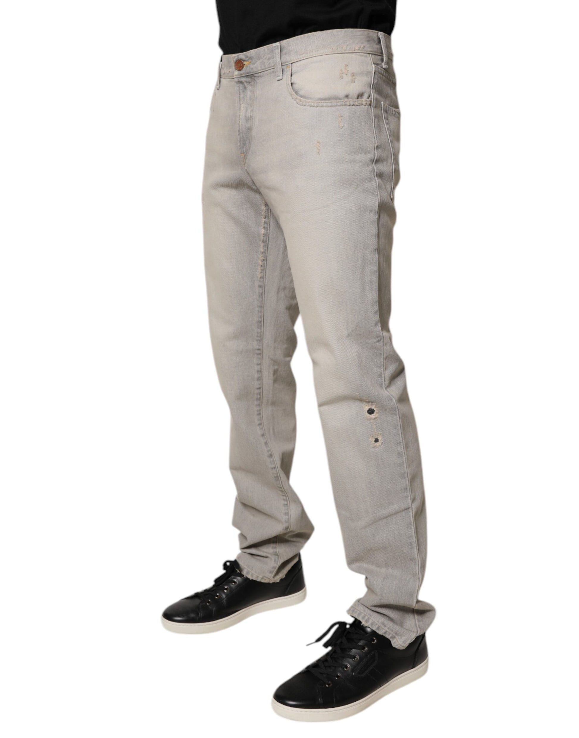 Dolce & Gabbana Light Gray Cotton Skinny Denim Jeans Dolce & Gabbana