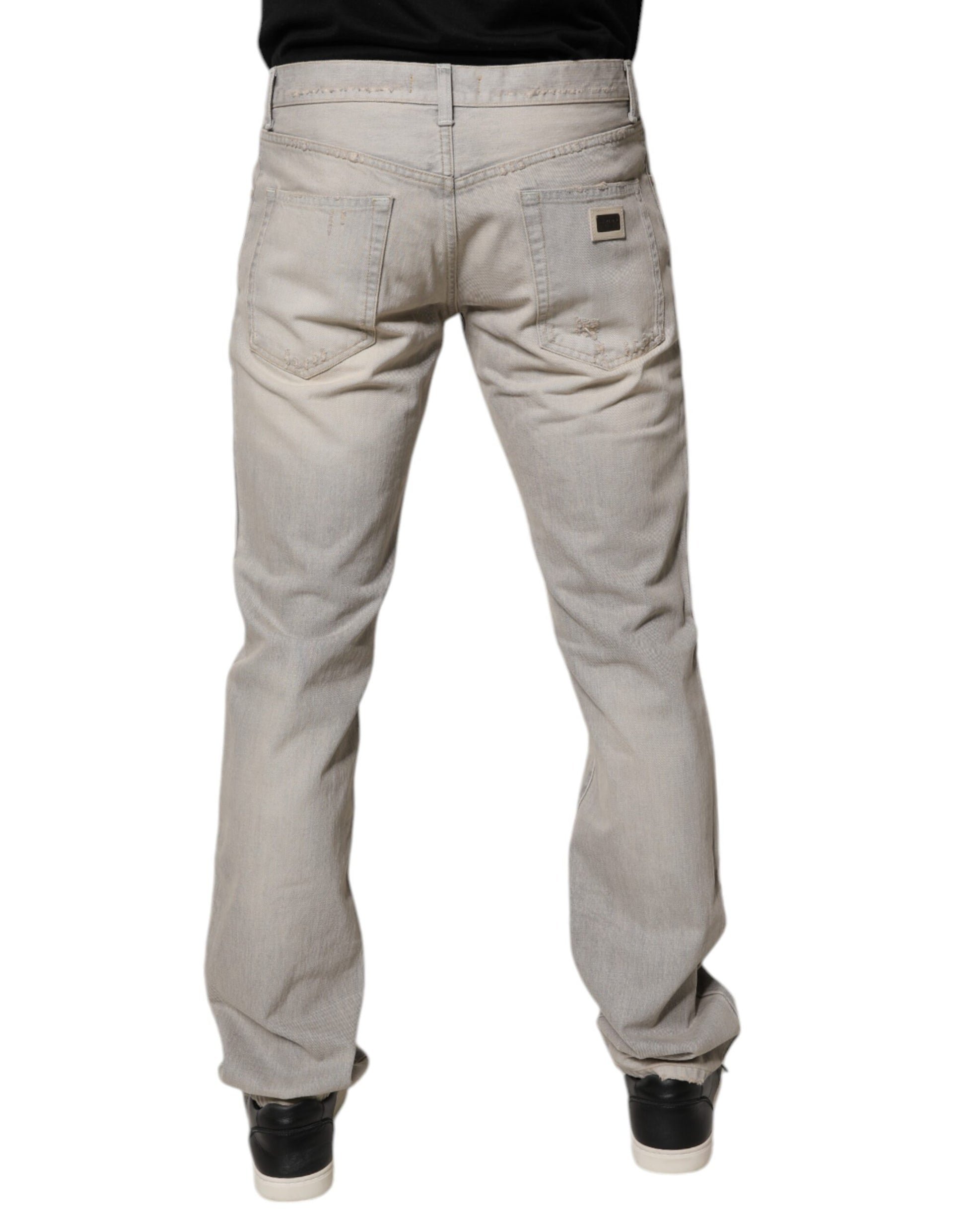 Dolce & Gabbana Light Gray Cotton Skinny Denim Jeans Dolce & Gabbana
