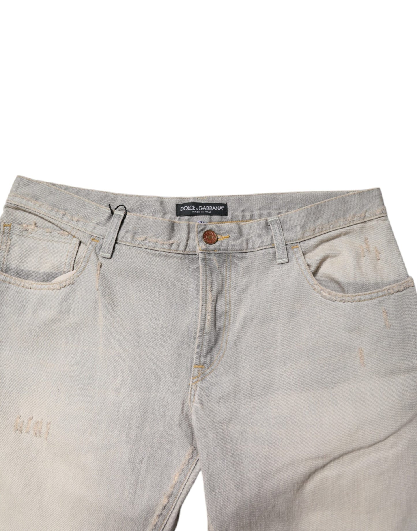 Dolce & Gabbana Light Gray Cotton Skinny Denim Jeans Dolce & Gabbana