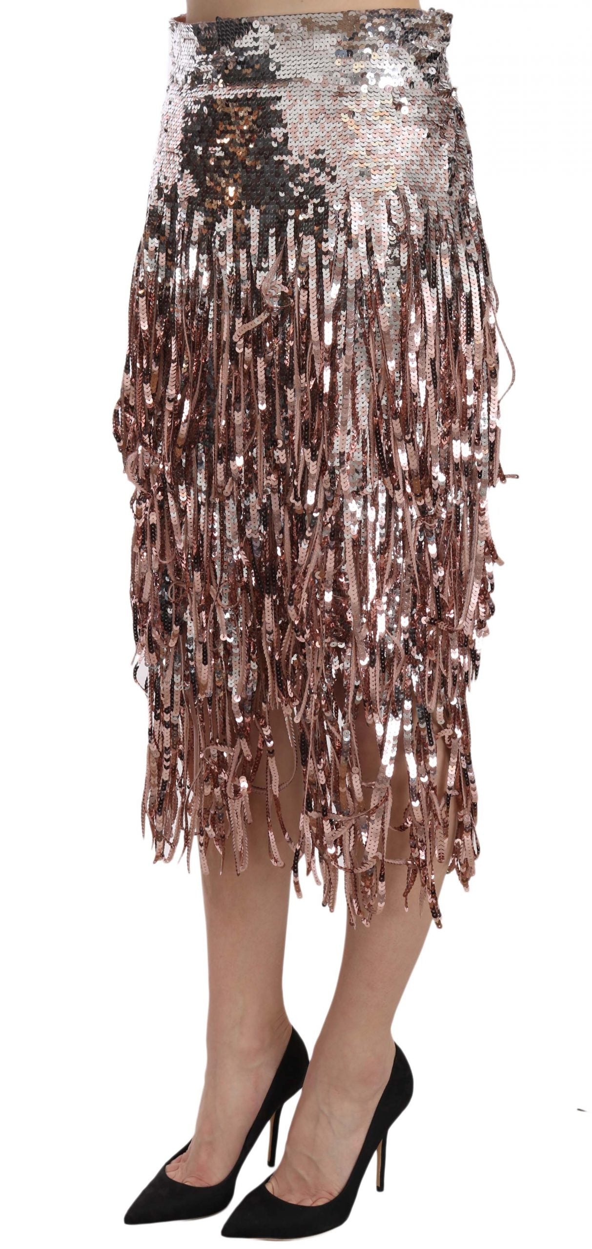 Dolce & Gabbana Sequin Embellished Fringe Midi Pencil Skirt Dolce & Gabbana