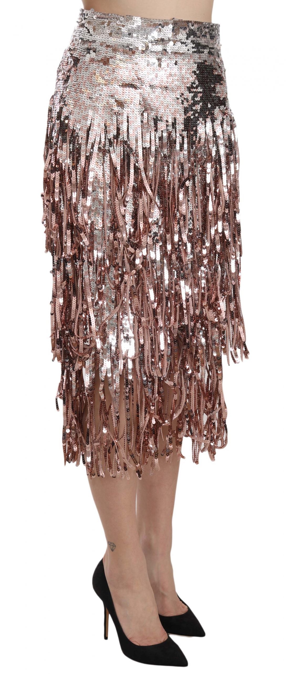Dolce & Gabbana Sequin Embellished Fringe Midi Pencil Skirt Dolce & Gabbana