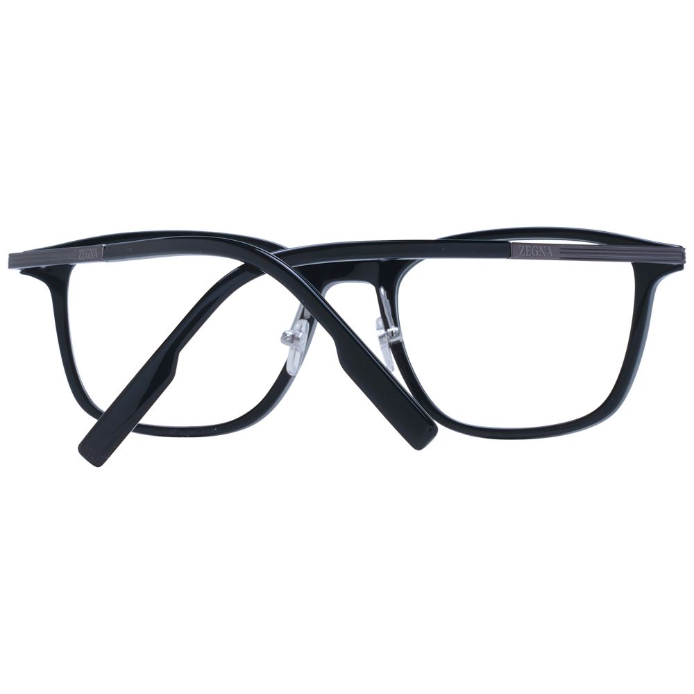 Ermenegildo Zegna Black Plastic & Titanium Glasses Frames