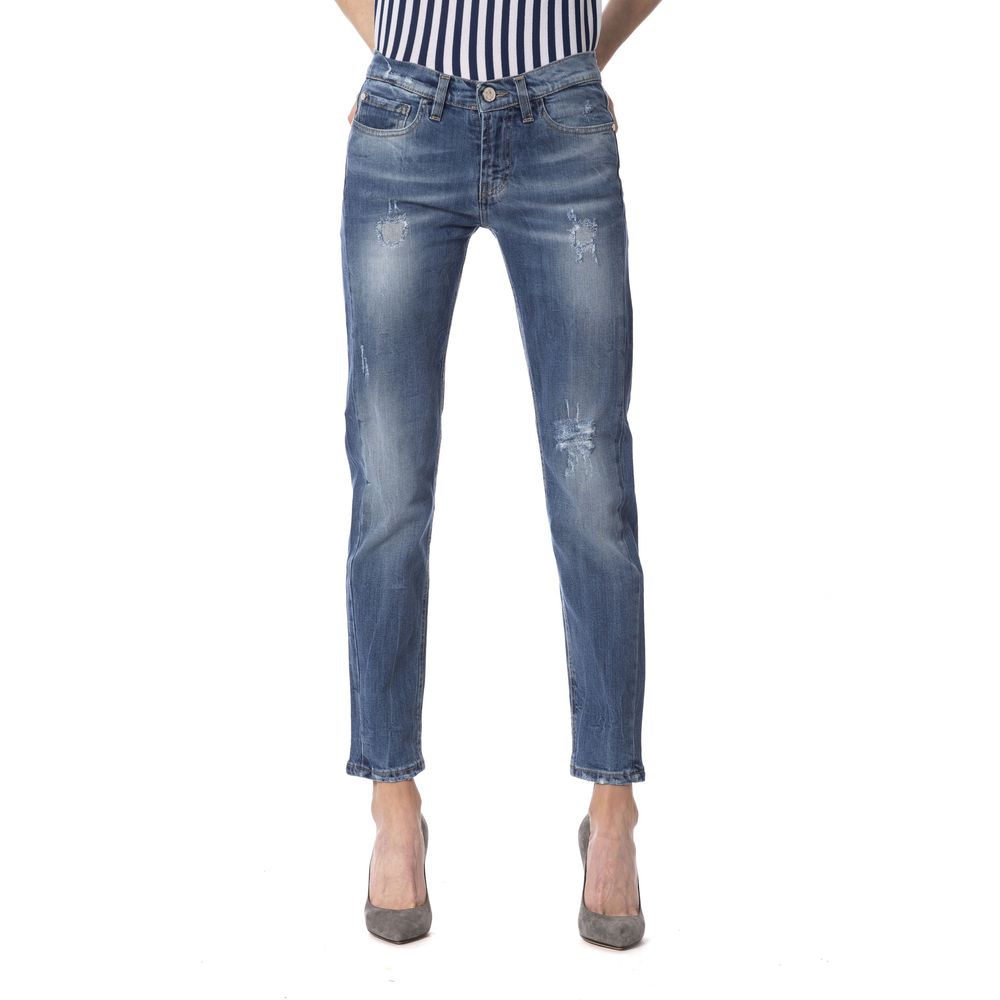 Frankie Morello Blue Other Fibres Women Jeans Frankie Morello
