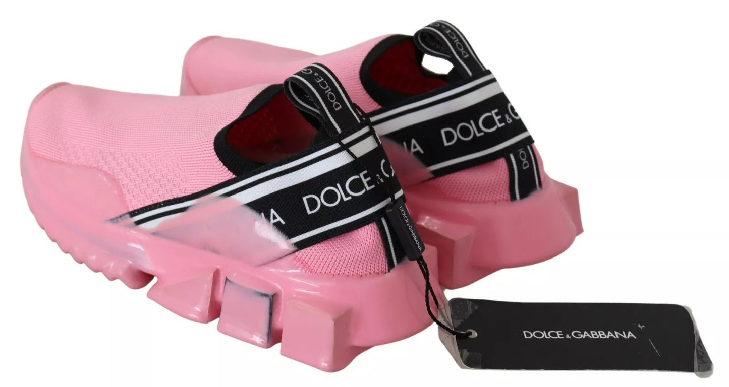 Dolce & Gabbana Pink Low Top Sorrento Sneakers Slip On Casual Shoes Dolce & Gabbana