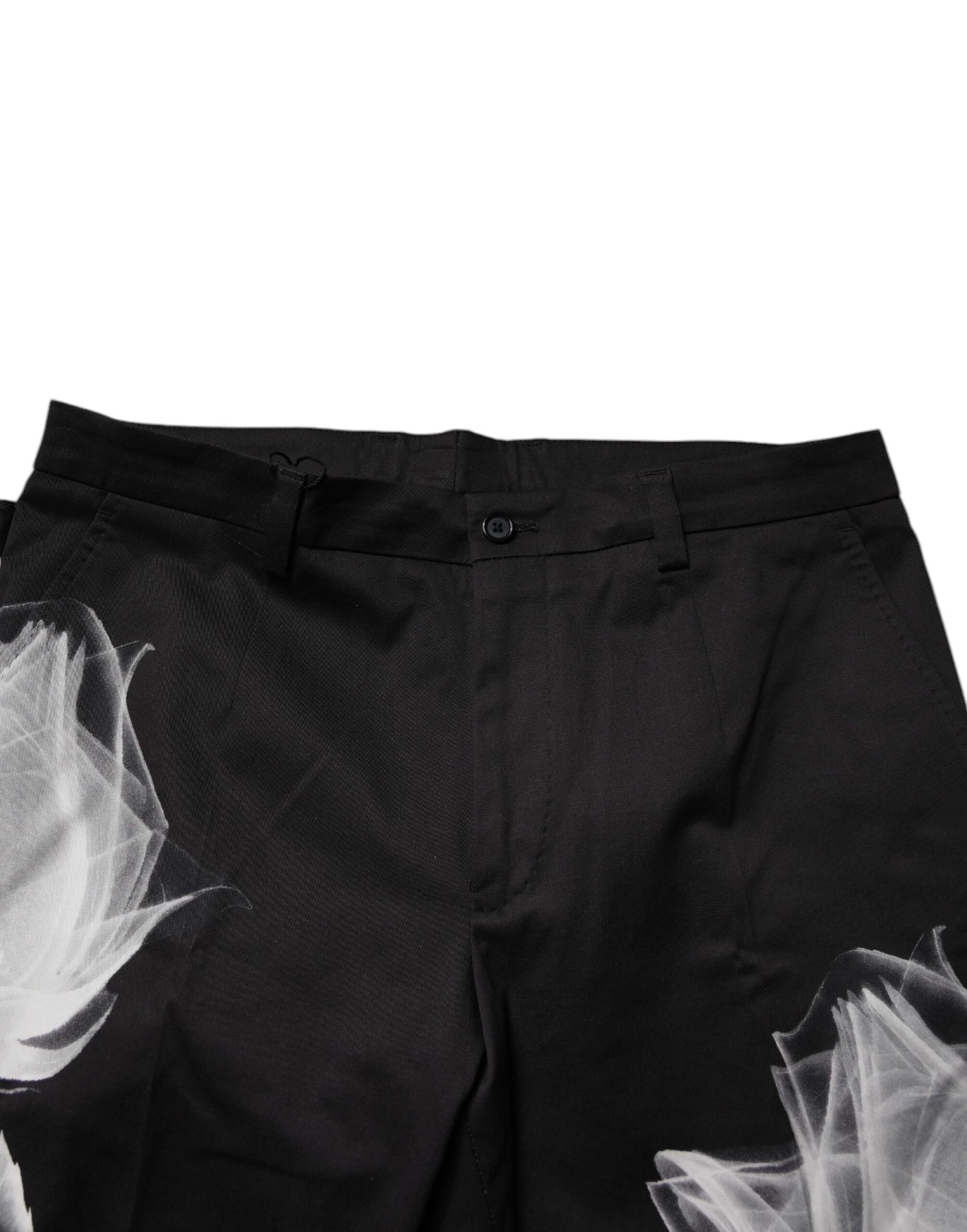 Dolce & Gabbana Black Cotton Floral Skinny Dress Pants Dolce & Gabbana