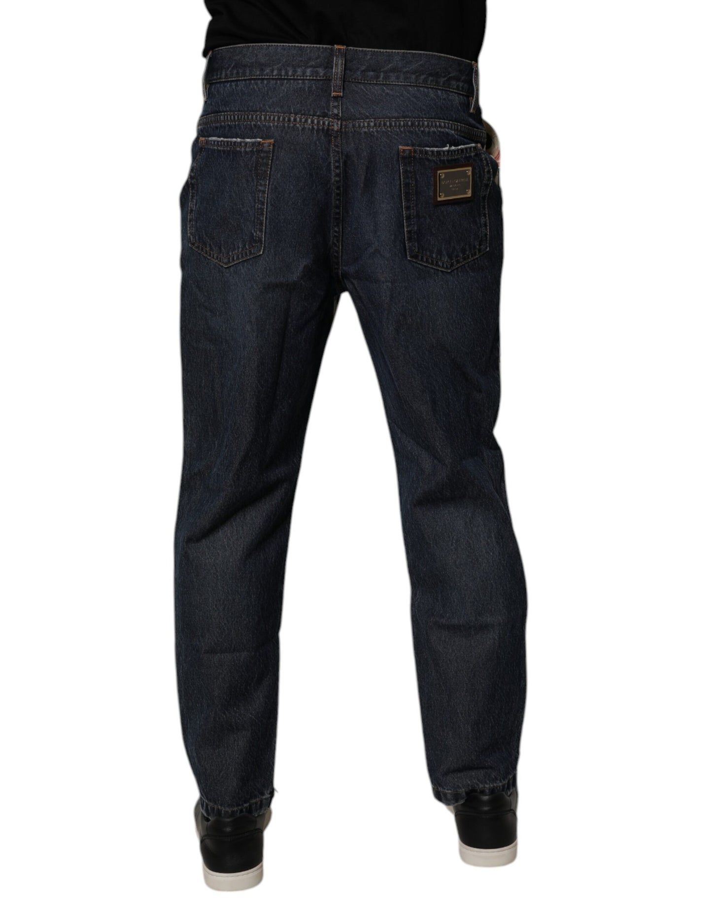 Dolce & Gabbana Beige Blue Floral Cotton Men Denim Jeans Dolce & Gabbana