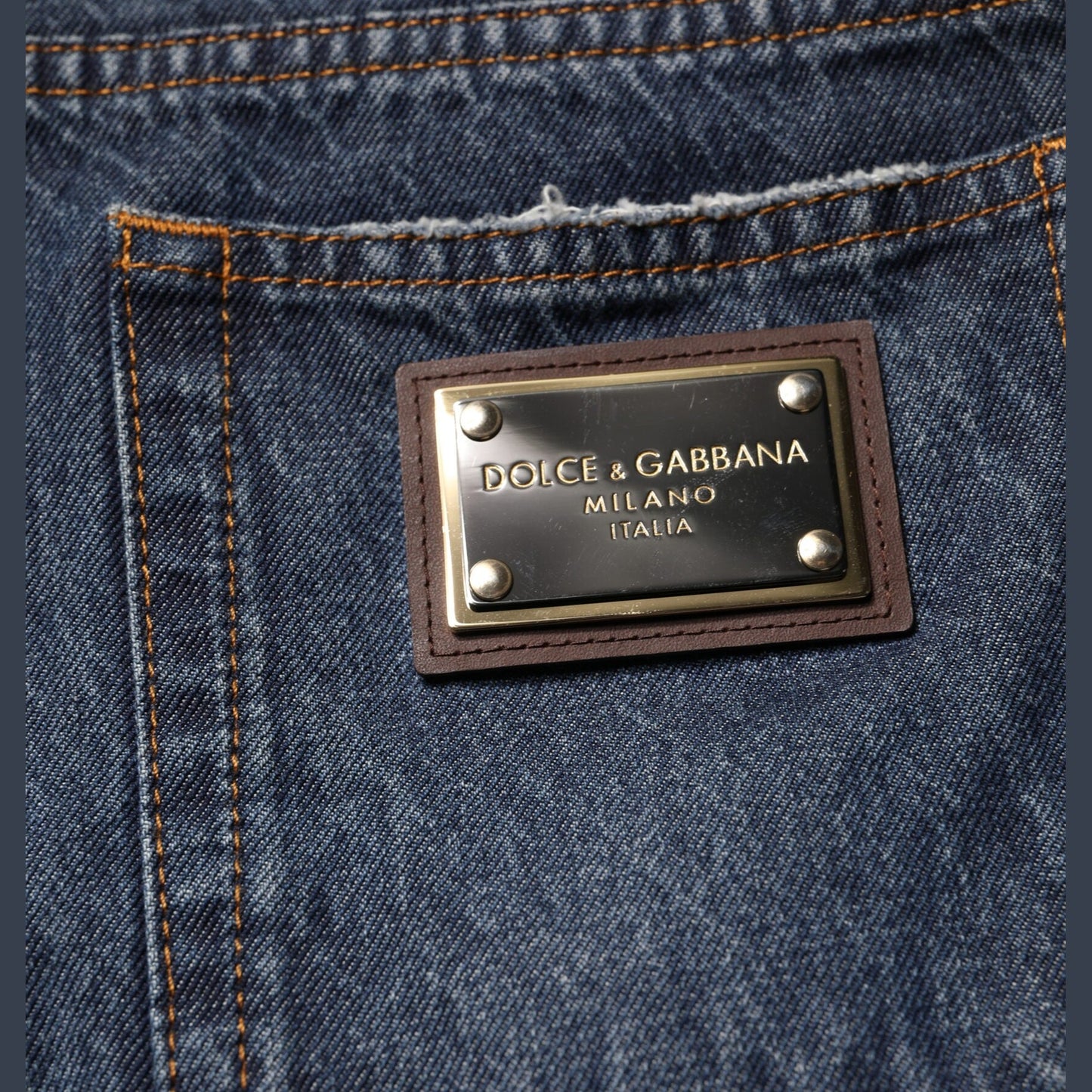 Dolce & Gabbana Beige Blue Floral Cotton Men Denim Jeans