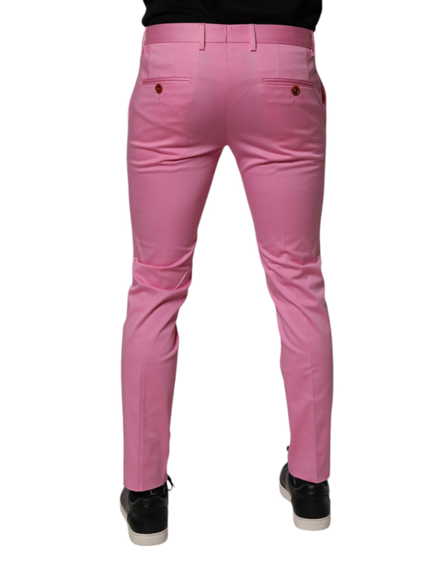 Dolce & Gabbana Pink Cotton Slim Fit Men Dress Formal Pants Dolce & Gabbana