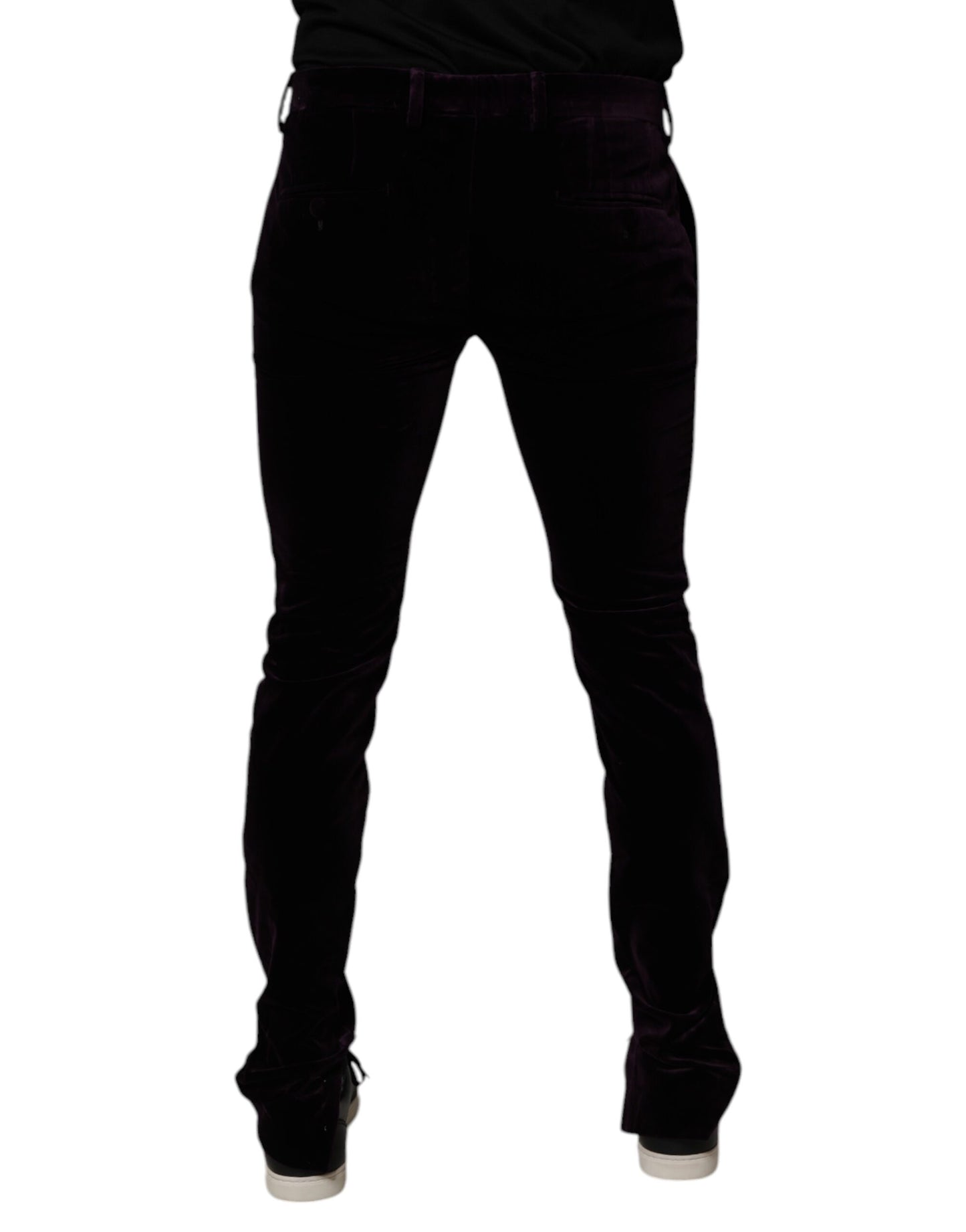 Dolce & Gabbana Violet Velvet Cotton Men Dress Formal Pants Dolce & Gabbana