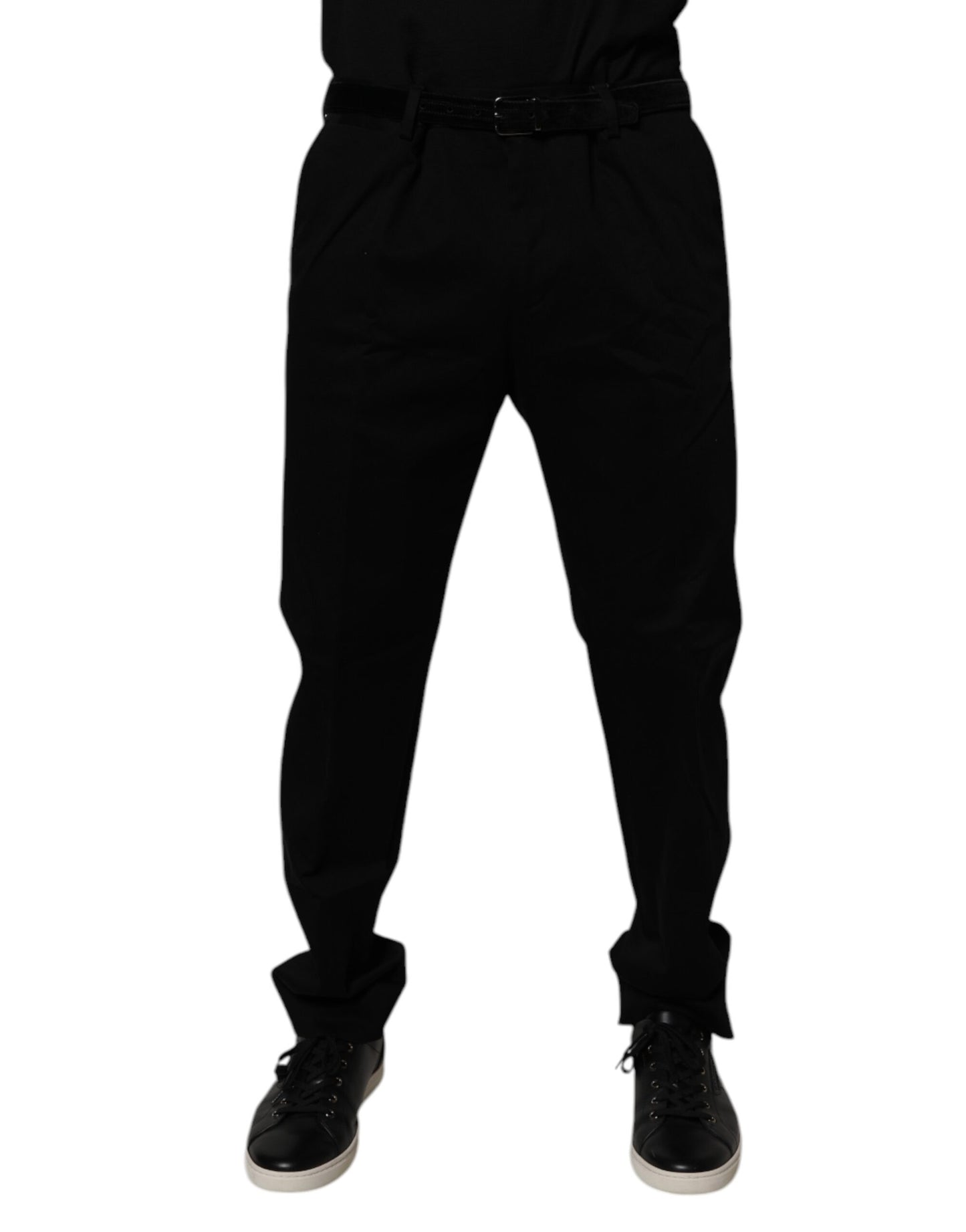 Dolce & Gabbana Black Cotton Men Skinny Dress Formal Pants Dolce & Gabbana