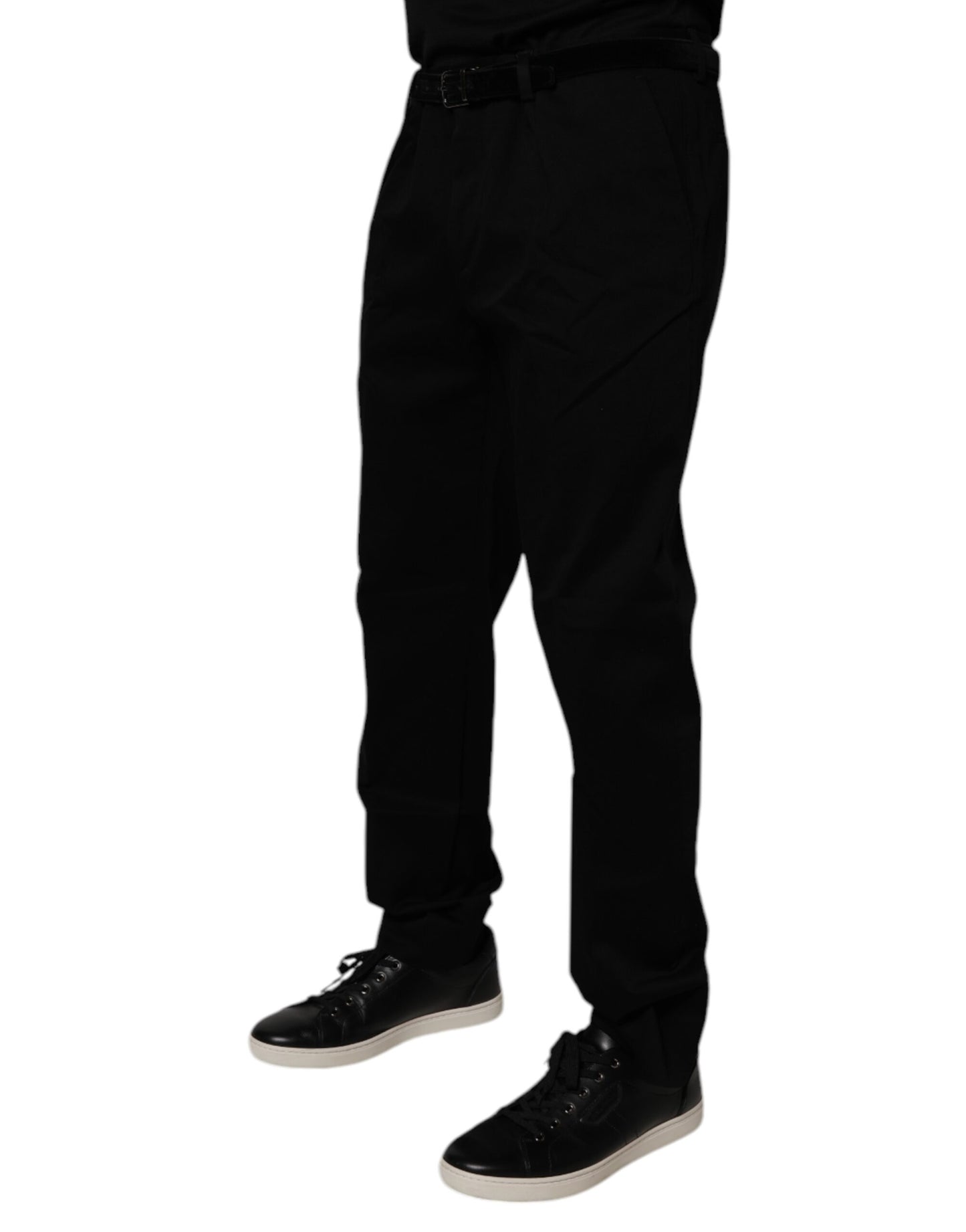 Dolce & Gabbana Black Cotton Men Skinny Dress Formal Pants Dolce & Gabbana