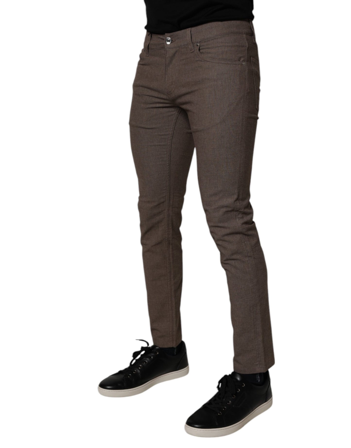 Dolce & Gabbana Brown Cotton Stretch Chino Pants Dolce & Gabbana