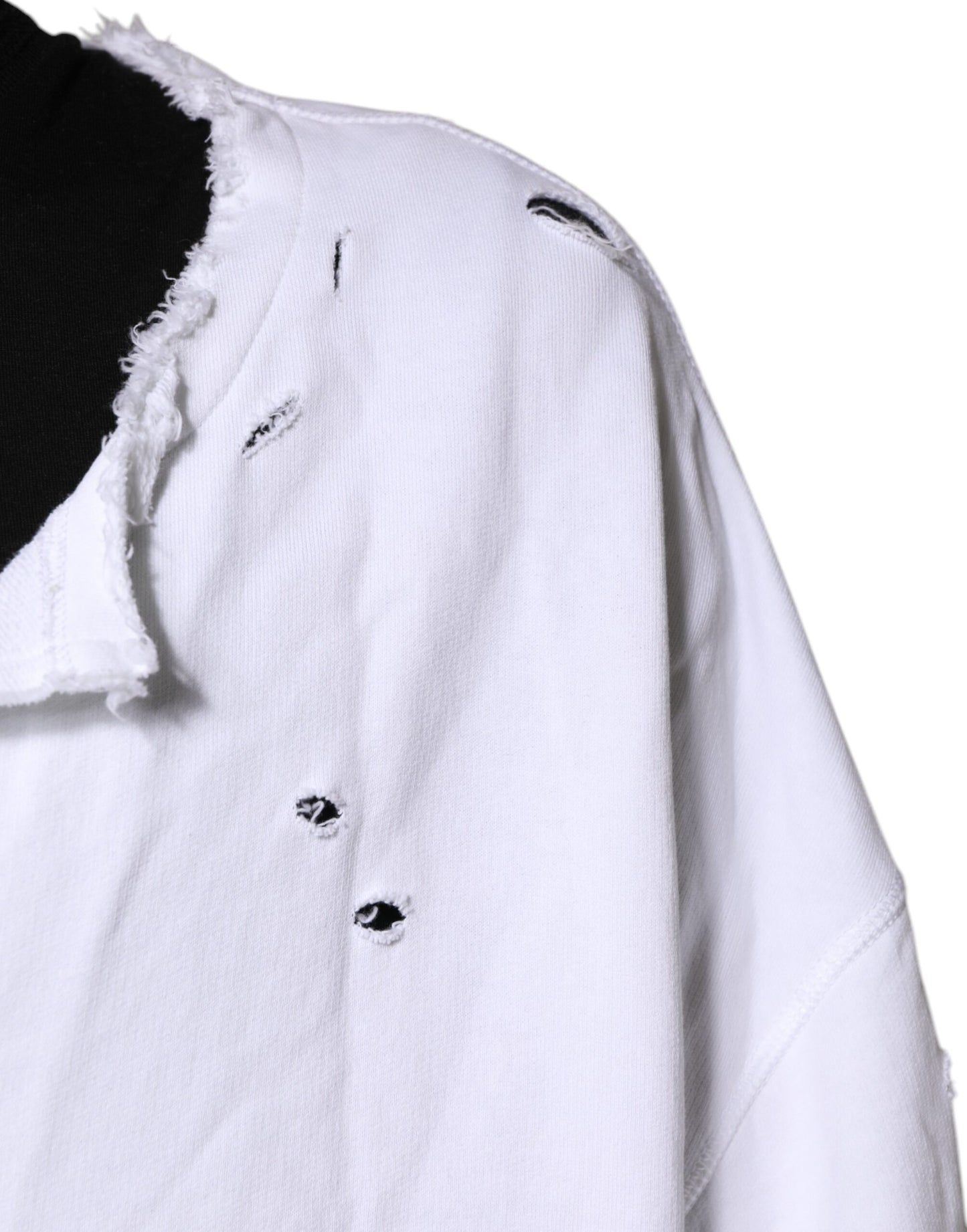 Dolce & Gabbana White Cotton Men Pullover Sweatshirt Sweater Dolce & Gabbana