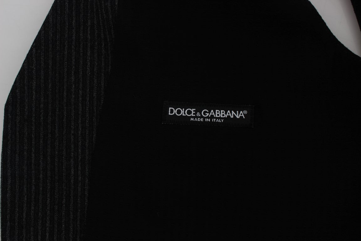 Dolce & Gabbana Gray Striped Formal Vest Dolce & Gabbana