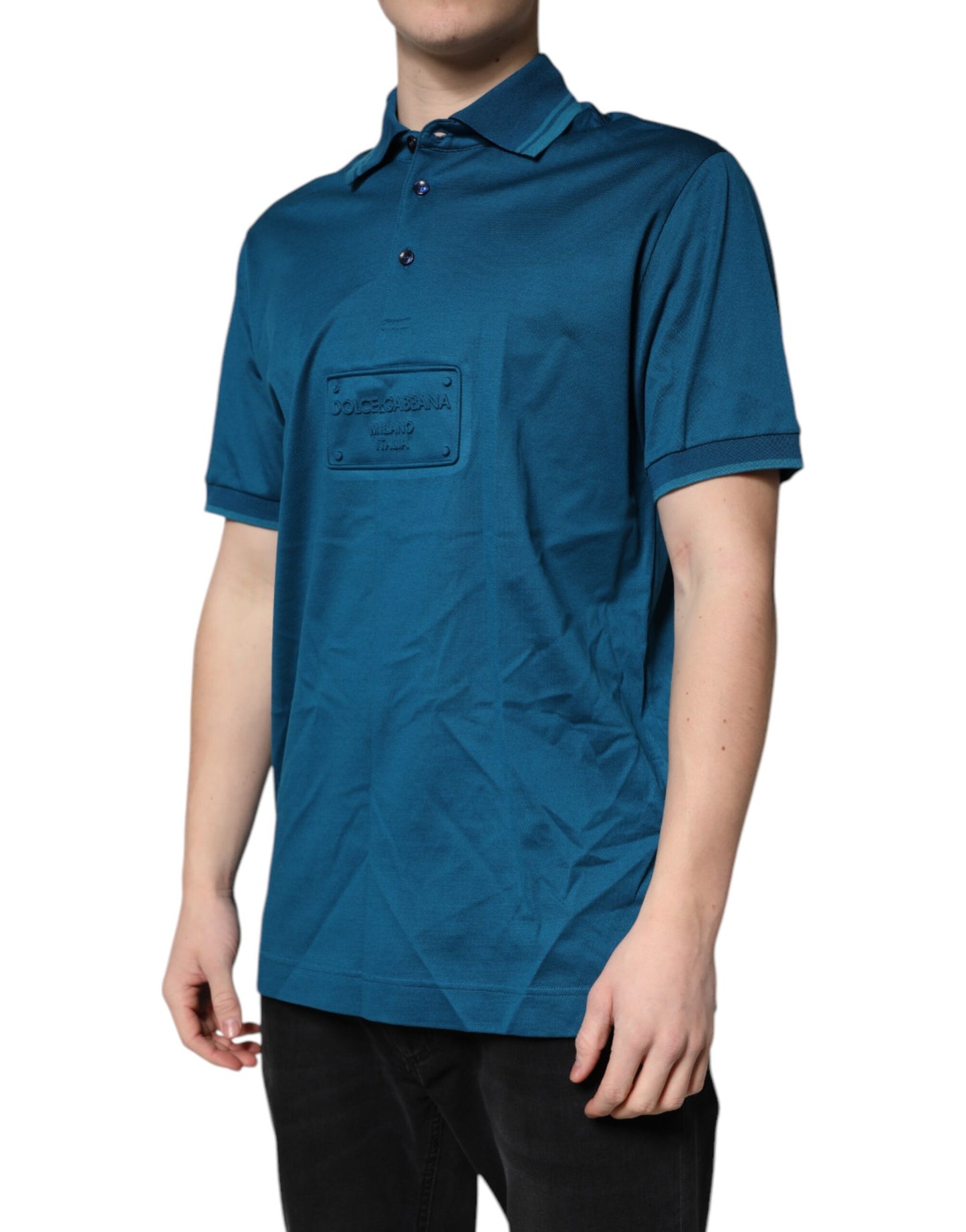 Dolce & Gabbana Blue Logo Cotton Men Polo Shirt T-shirt Dolce & Gabbana