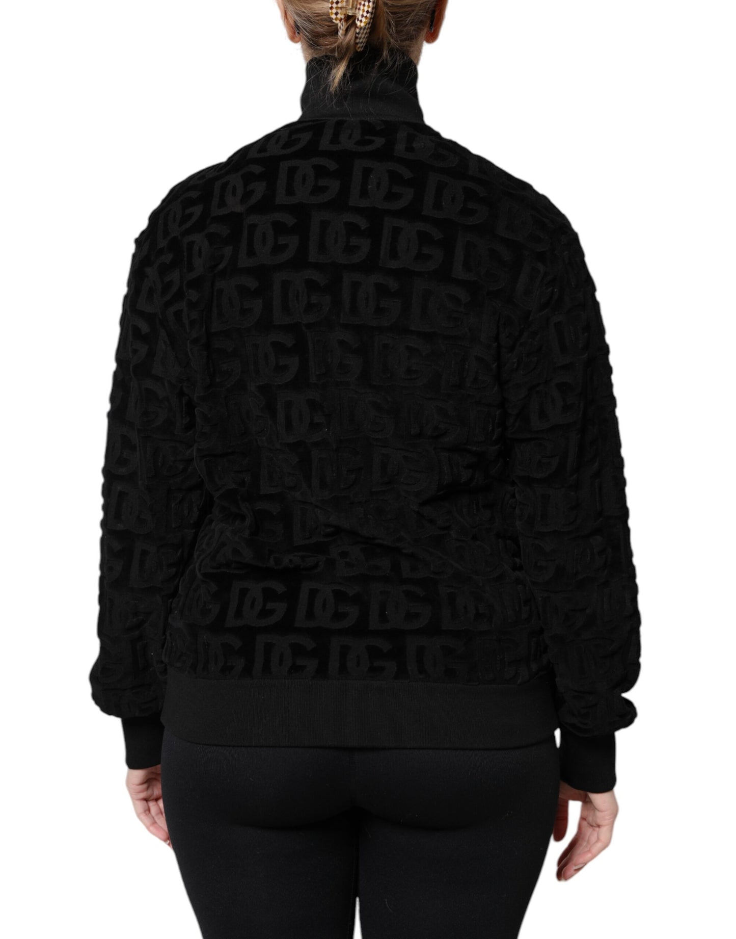 Dolce & Gabbana Black Logo Monogram Full Zip Bomber Jacket Dolce & Gabbana