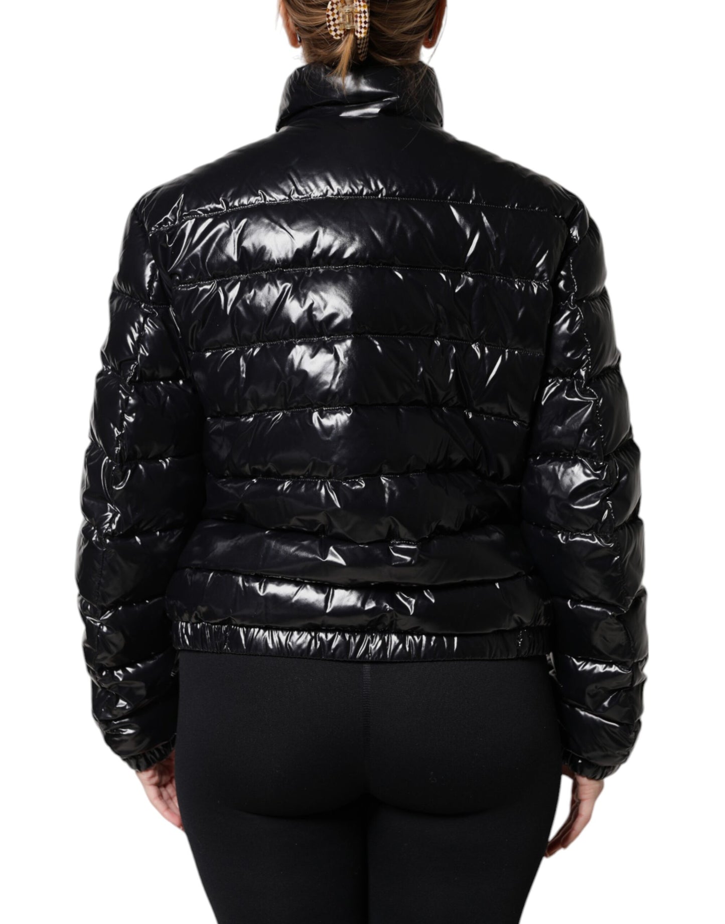 Dolce & Gabbana Black Logo Plaque Full Zip Puffer Jacket Dolce & Gabbana