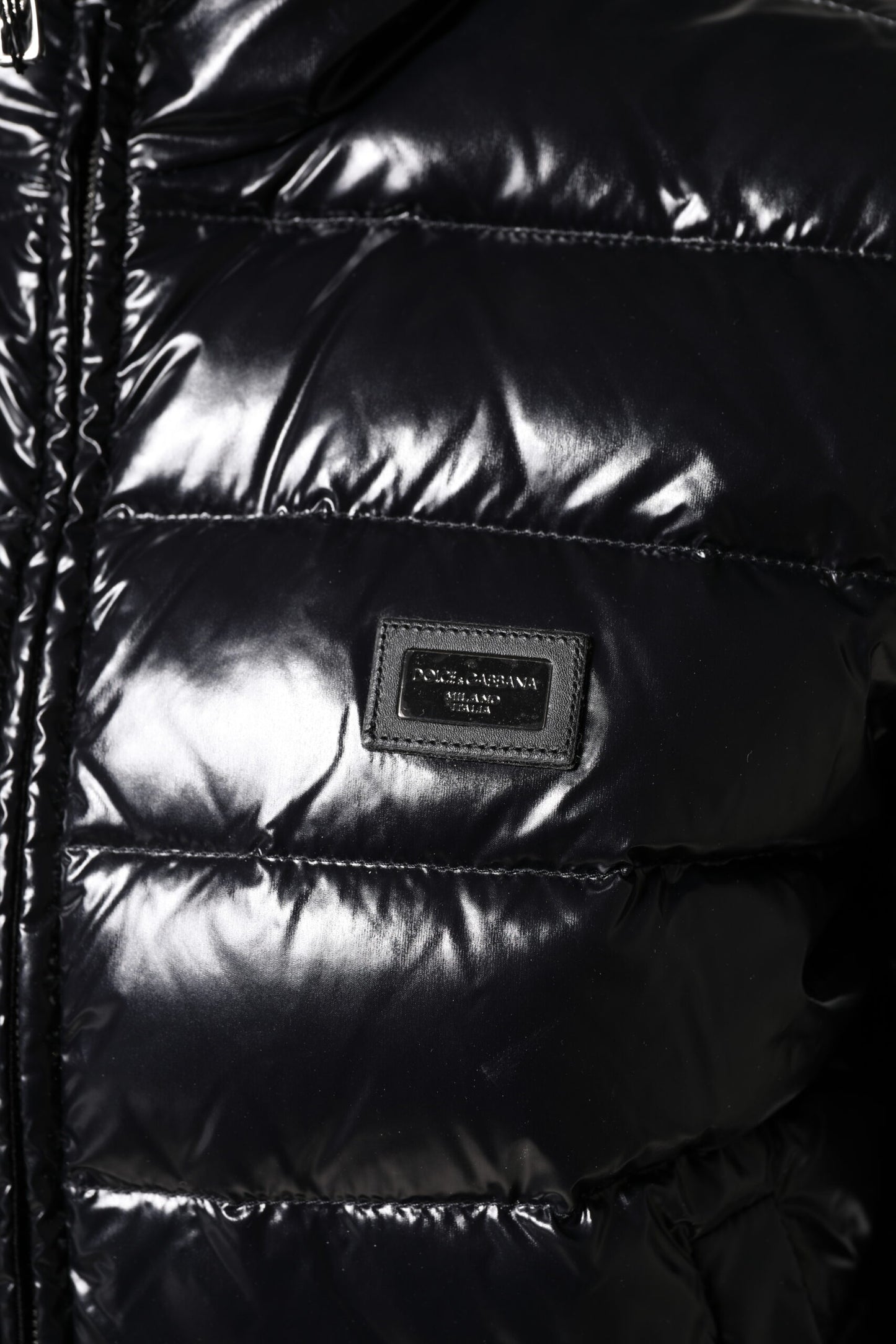 Dolce & Gabbana Black Logo Plaque Full Zip Puffer Jacket Dolce & Gabbana