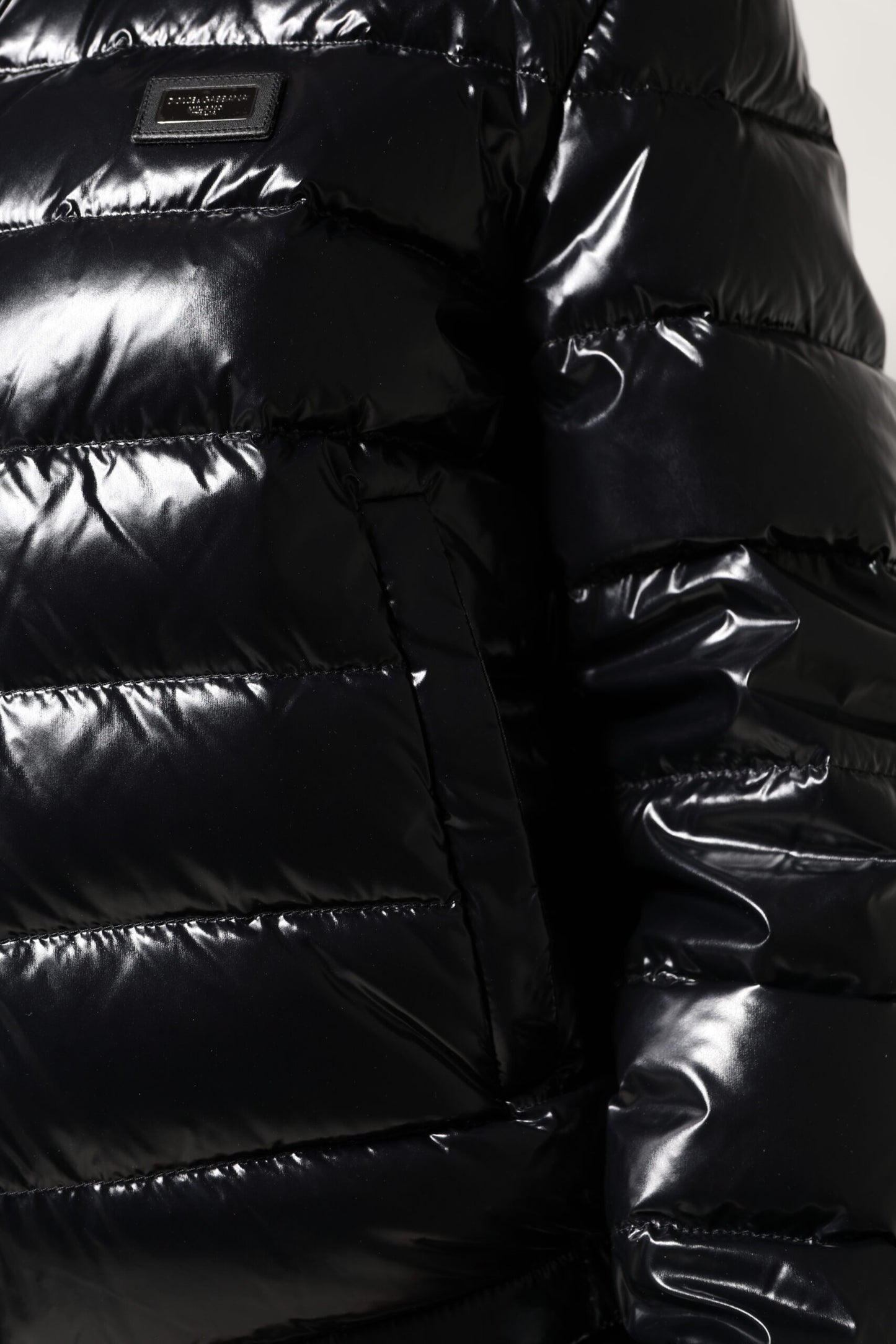Dolce & Gabbana Black Logo Plaque Full Zip Puffer Jacket Dolce & Gabbana