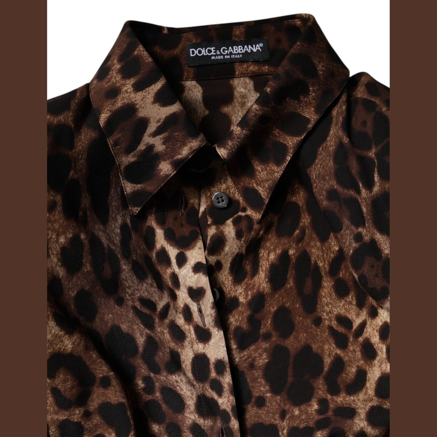 Dolce & Gabbana Brown Leopard Silk Button Down Coat Jacket