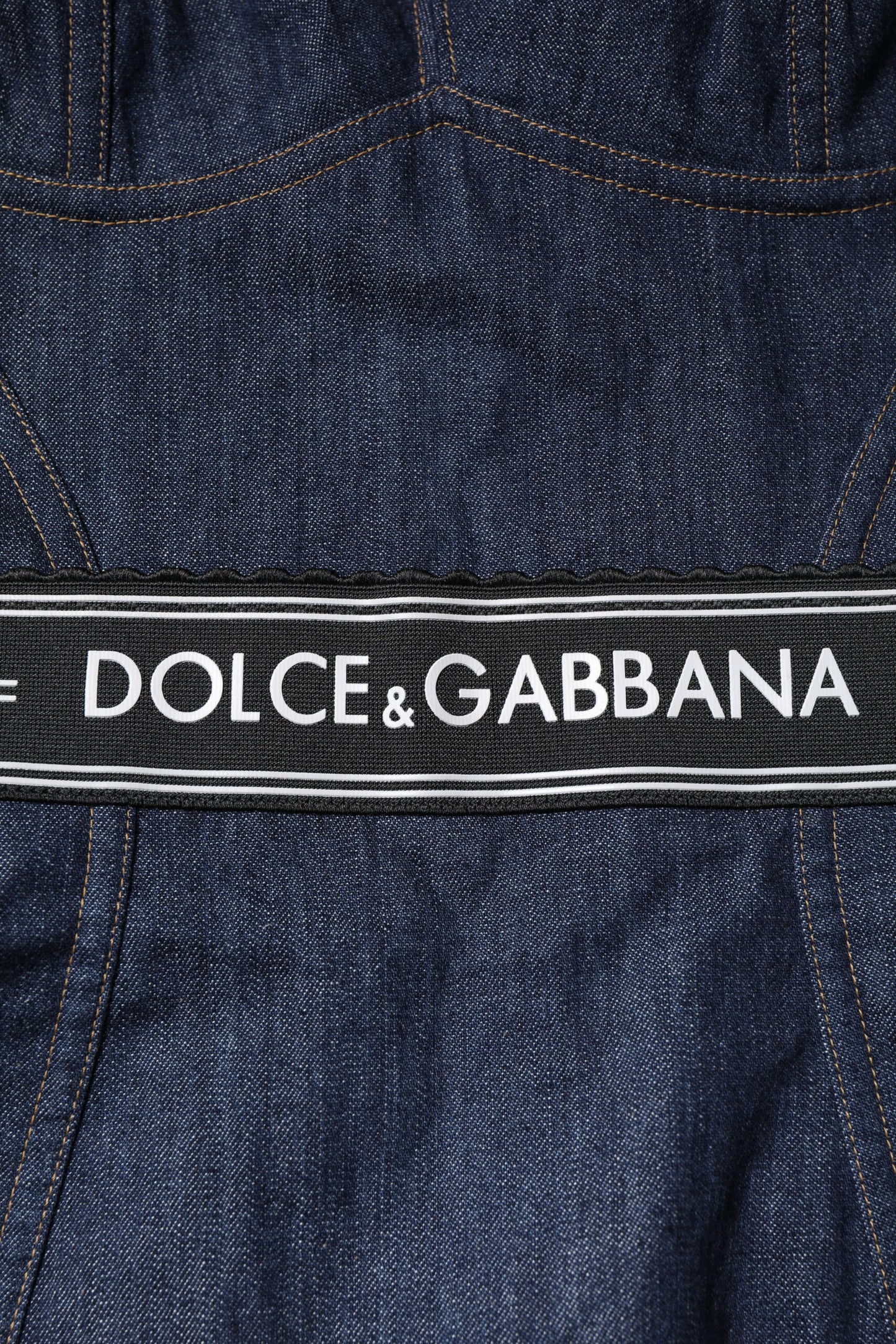 Dolce & Gabbana Blue Cotton Stretch Sleeveless Bodycon Denim Bodysuit Dolce & Gabbana