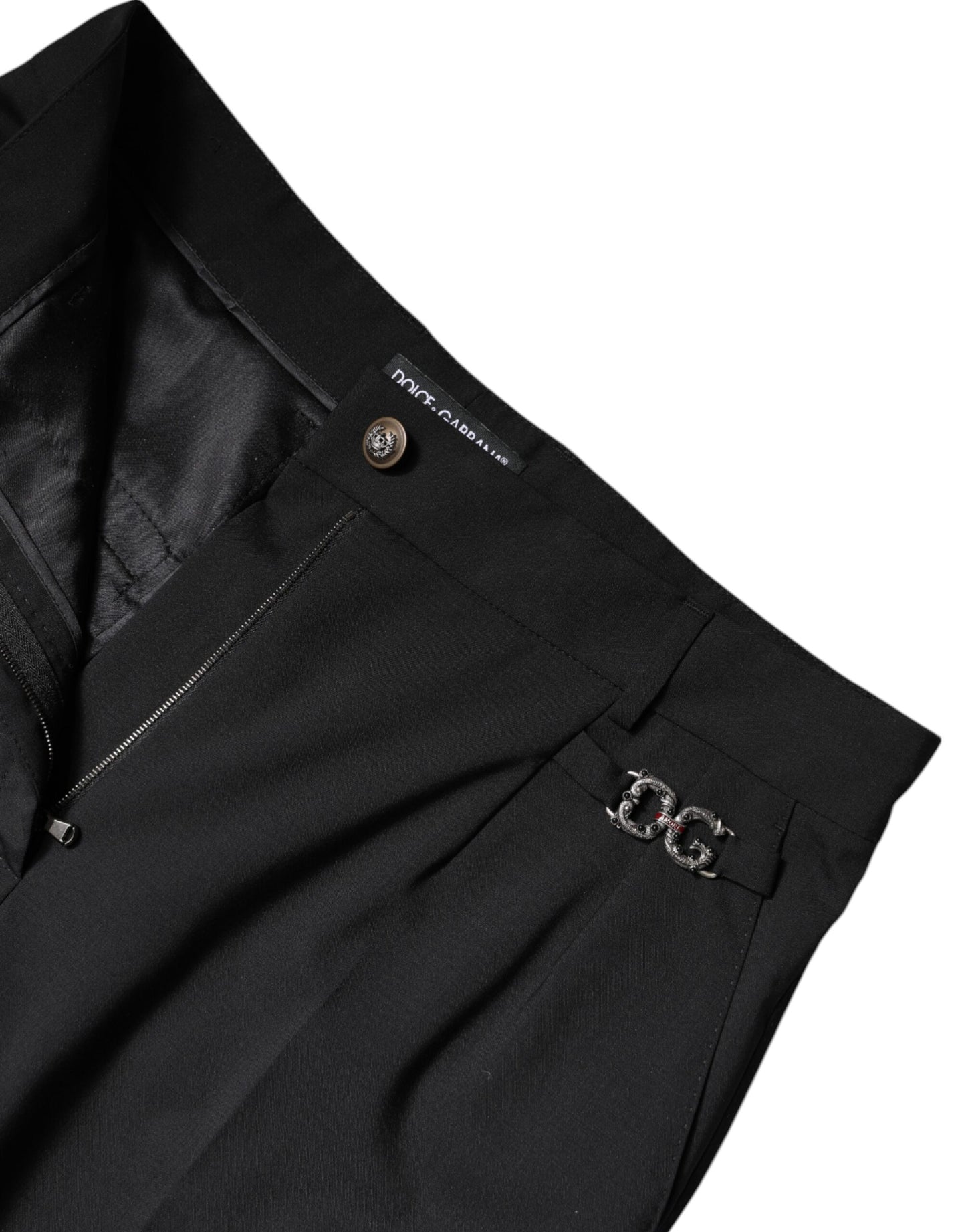 Dolce & Gabbana Black Polyester High Waist Dress Pants Dolce & Gabbana
