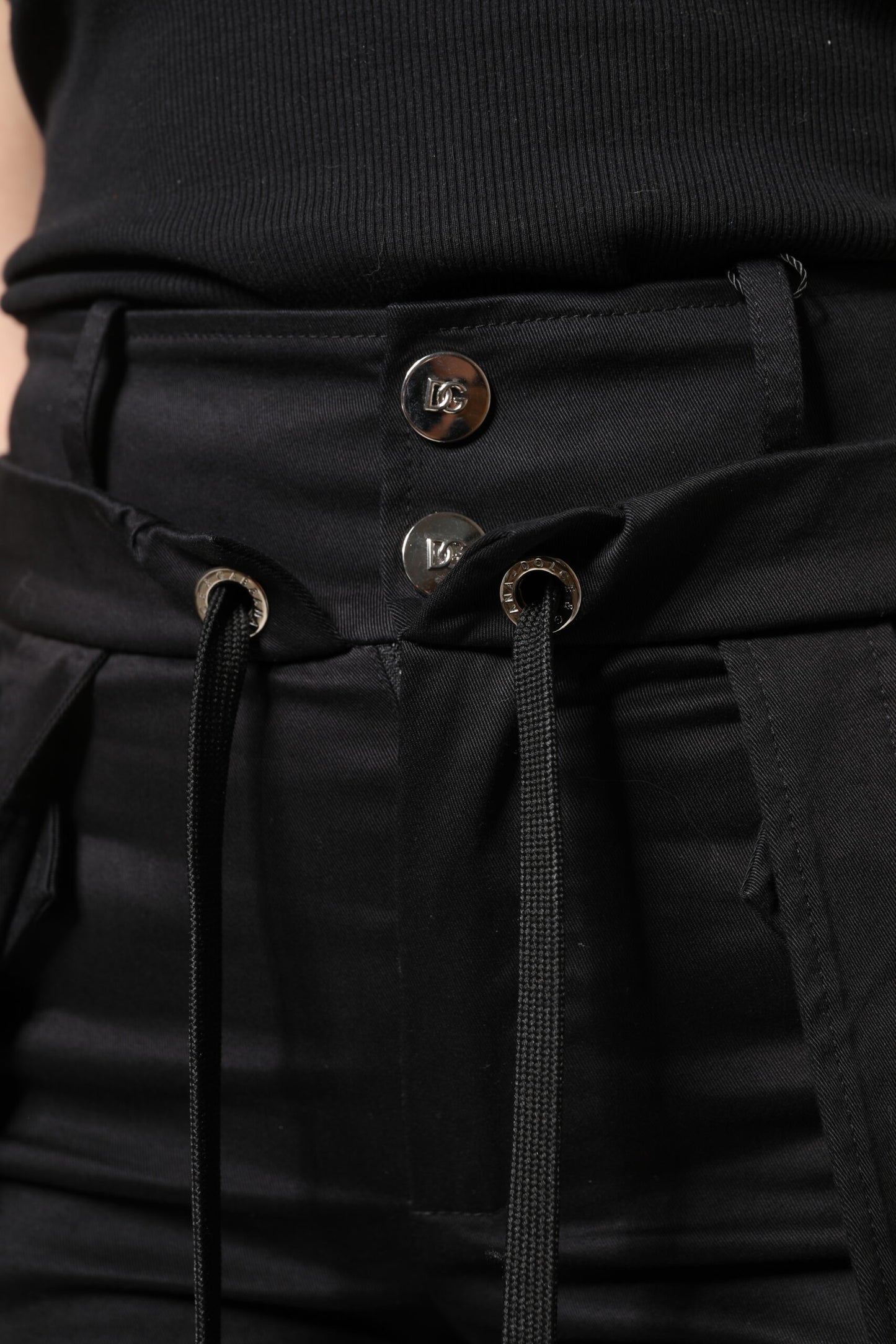 Dolce & Gabbana Black Cotton High Waist Cargo Pants Dolce & Gabbana