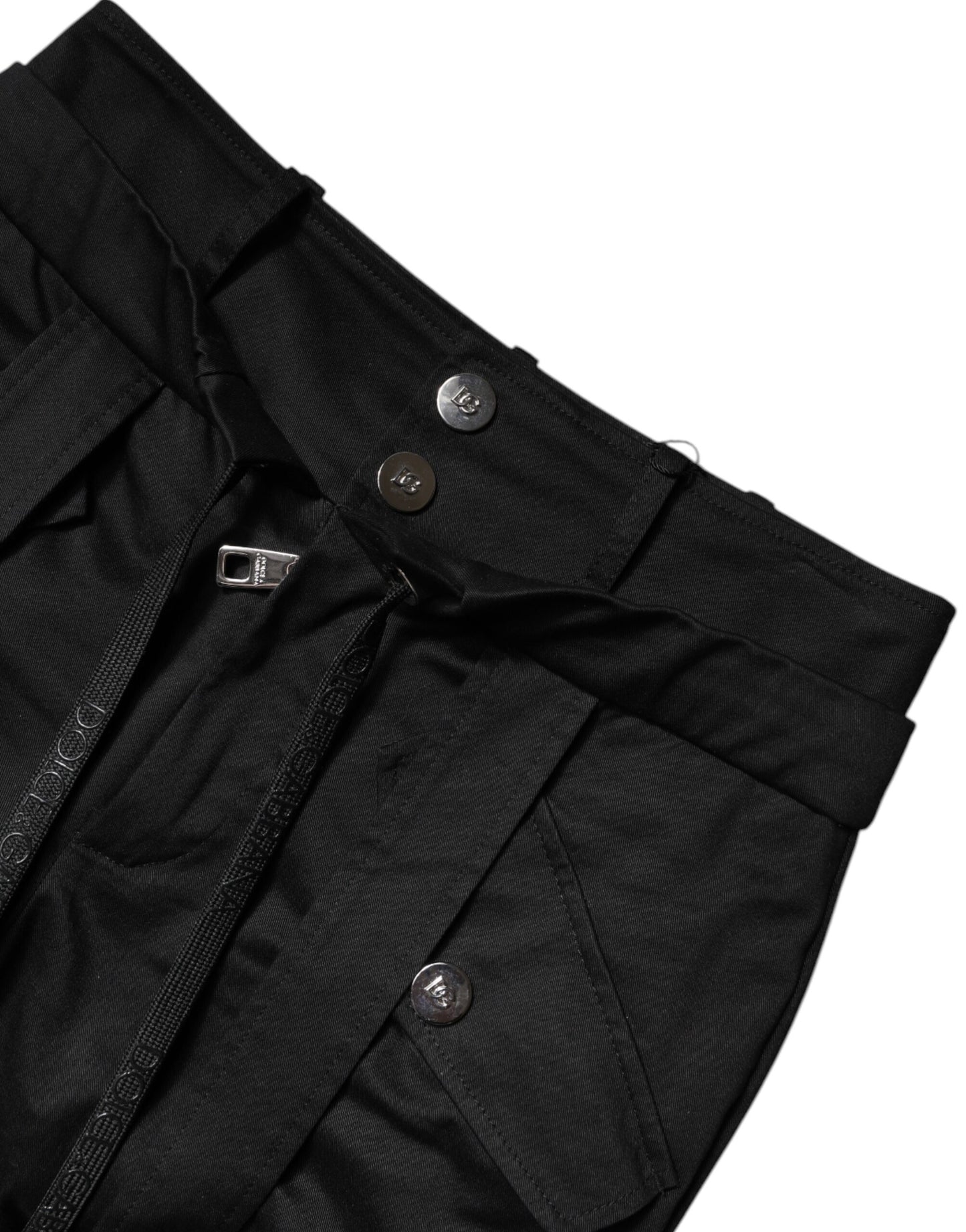 Dolce & Gabbana Black Cotton High Waist Cargo Pants Dolce & Gabbana