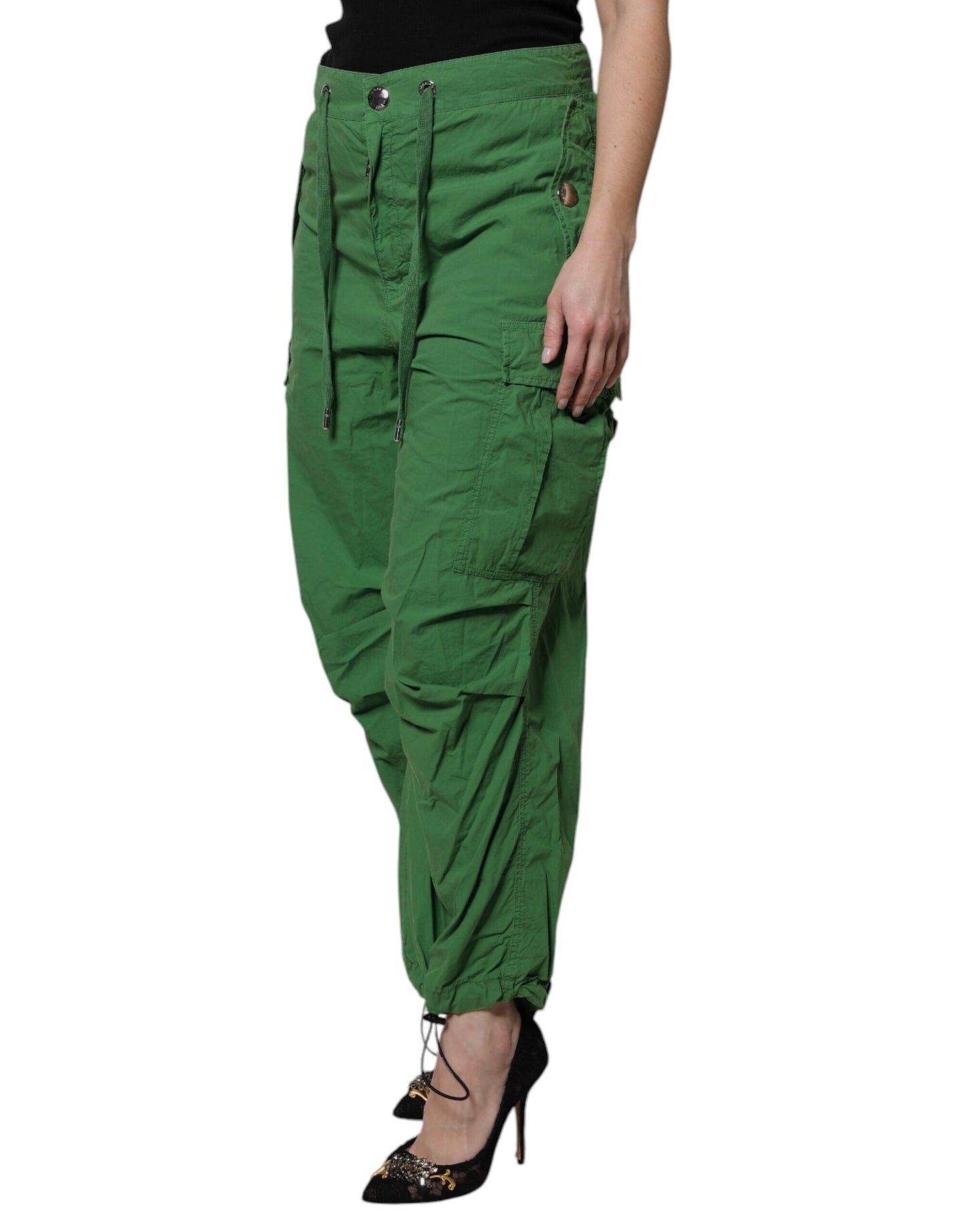 Dolce & Gabbana Green Cotton High Waist Cargo Pants Dolce & Gabbana