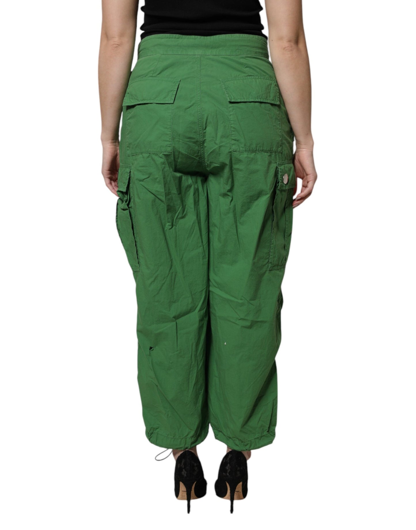 Dolce & Gabbana Green Cotton High Waist Cargo Pants Dolce & Gabbana