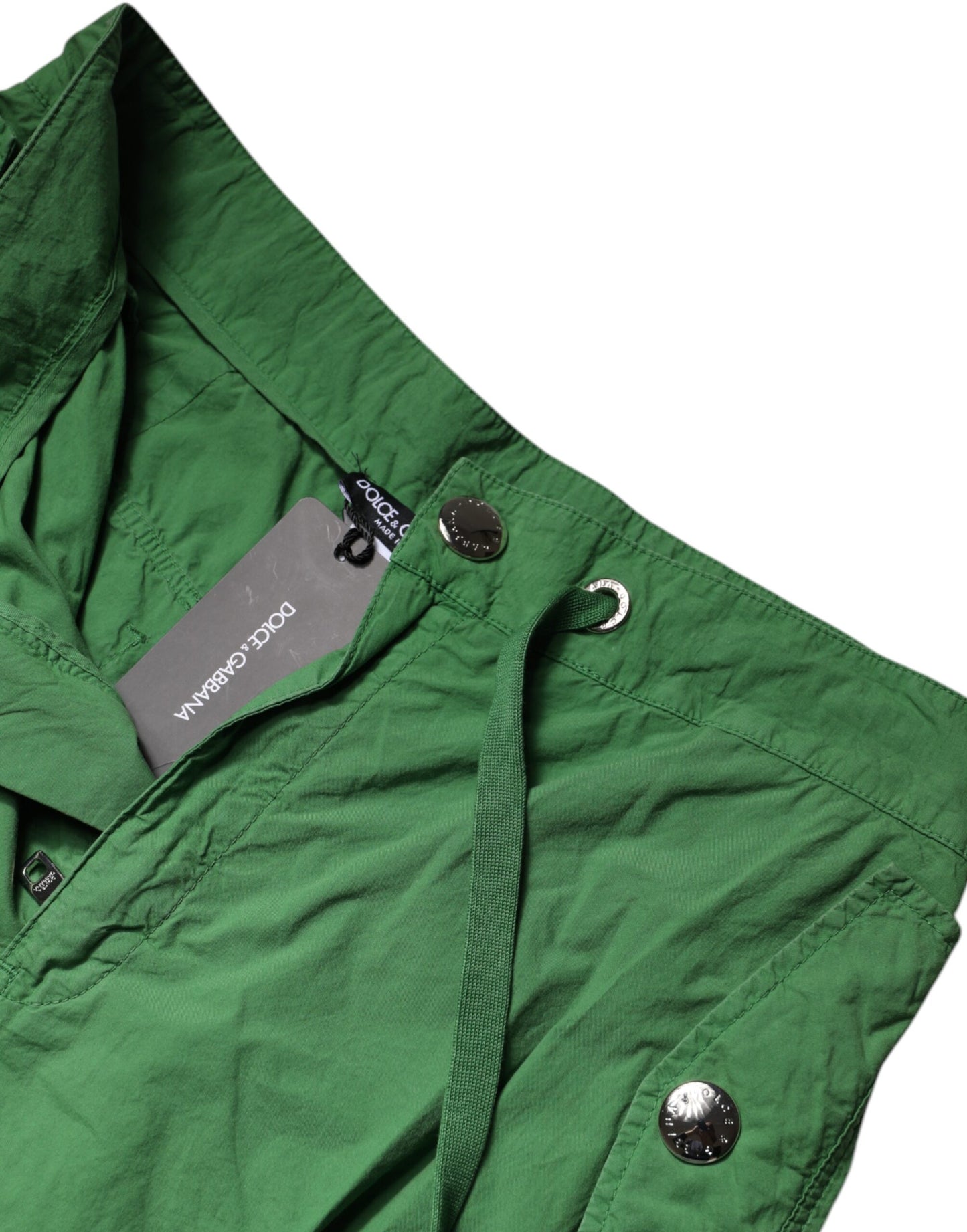 Dolce & Gabbana Green Cotton High Waist Cargo Pants Dolce & Gabbana