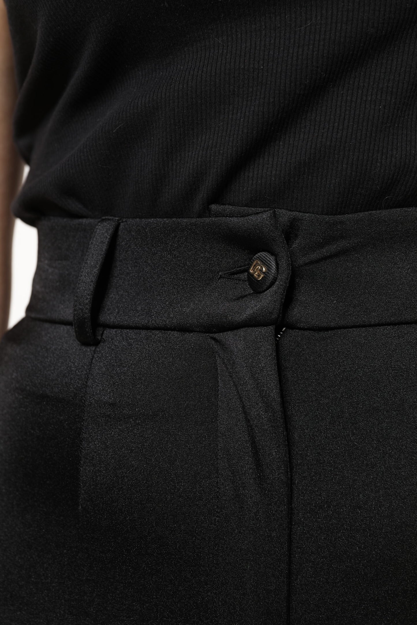 Dolce & Gabbana Black Nylon High Waist Slim Fit Pants Dolce & Gabbana