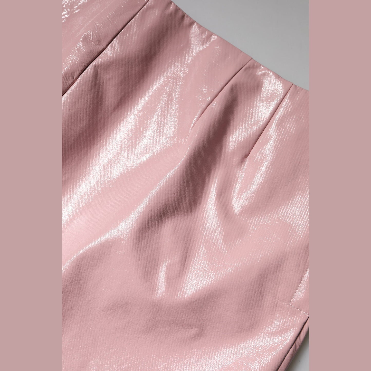 Dolce & Gabbana Glossy Pink Cotton High Waist Mini Skirt