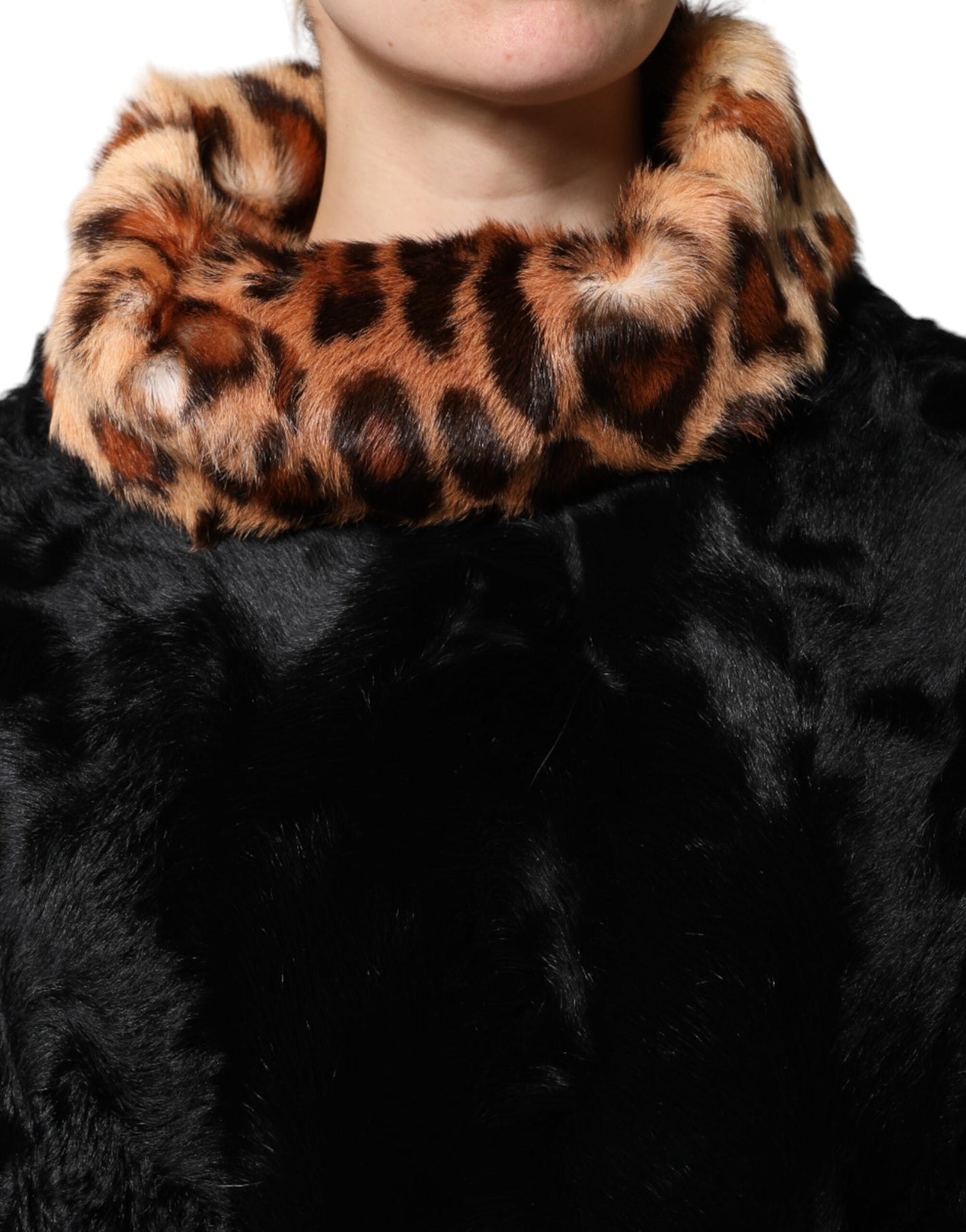 Dolce & Gabbana Black Lamb Fur Short Women Coat Jacket Dolce & Gabbana