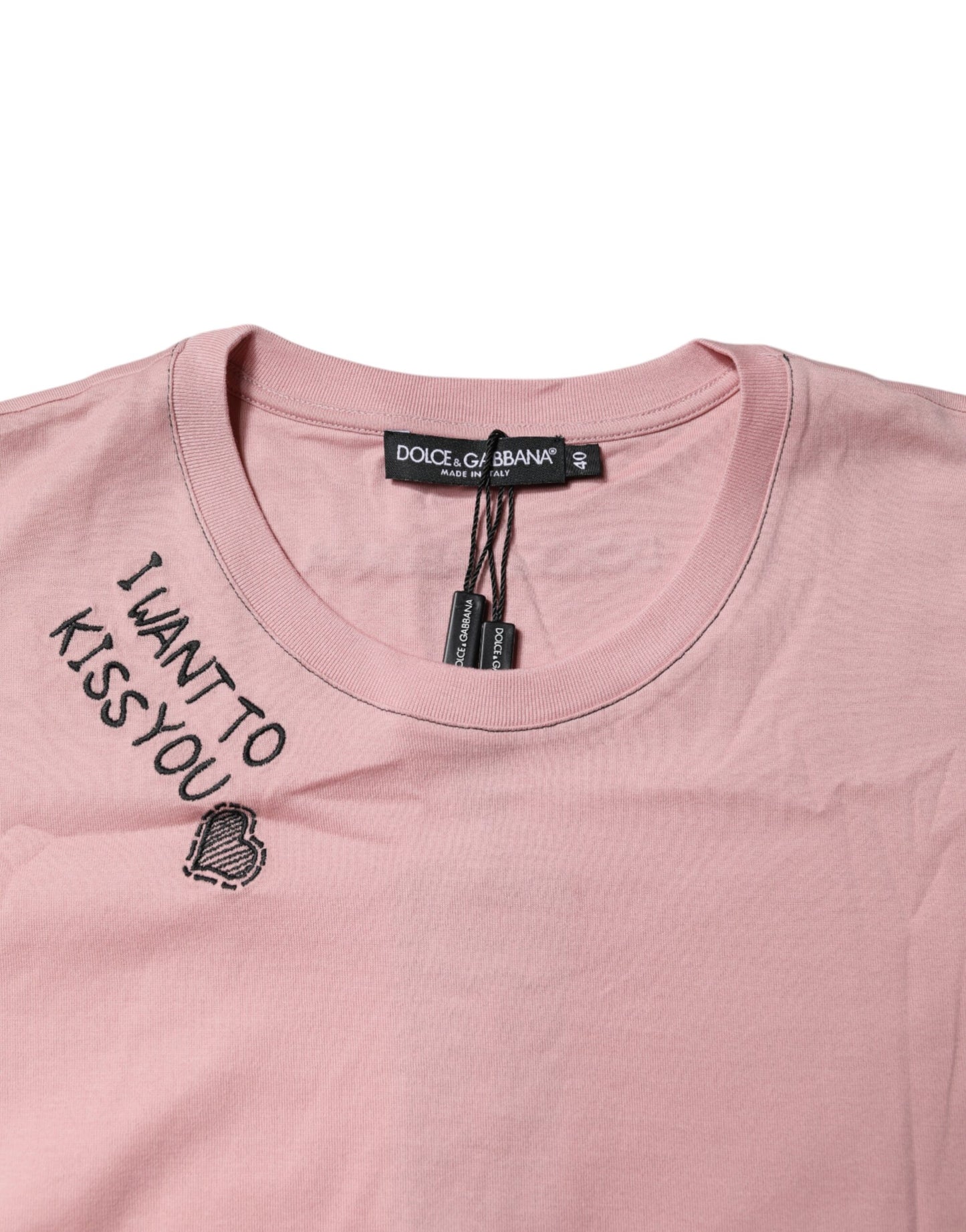 Dolce & Gabbana Pink Logo Print Cotton Crew Neck T-shirt Dolce & Gabbana